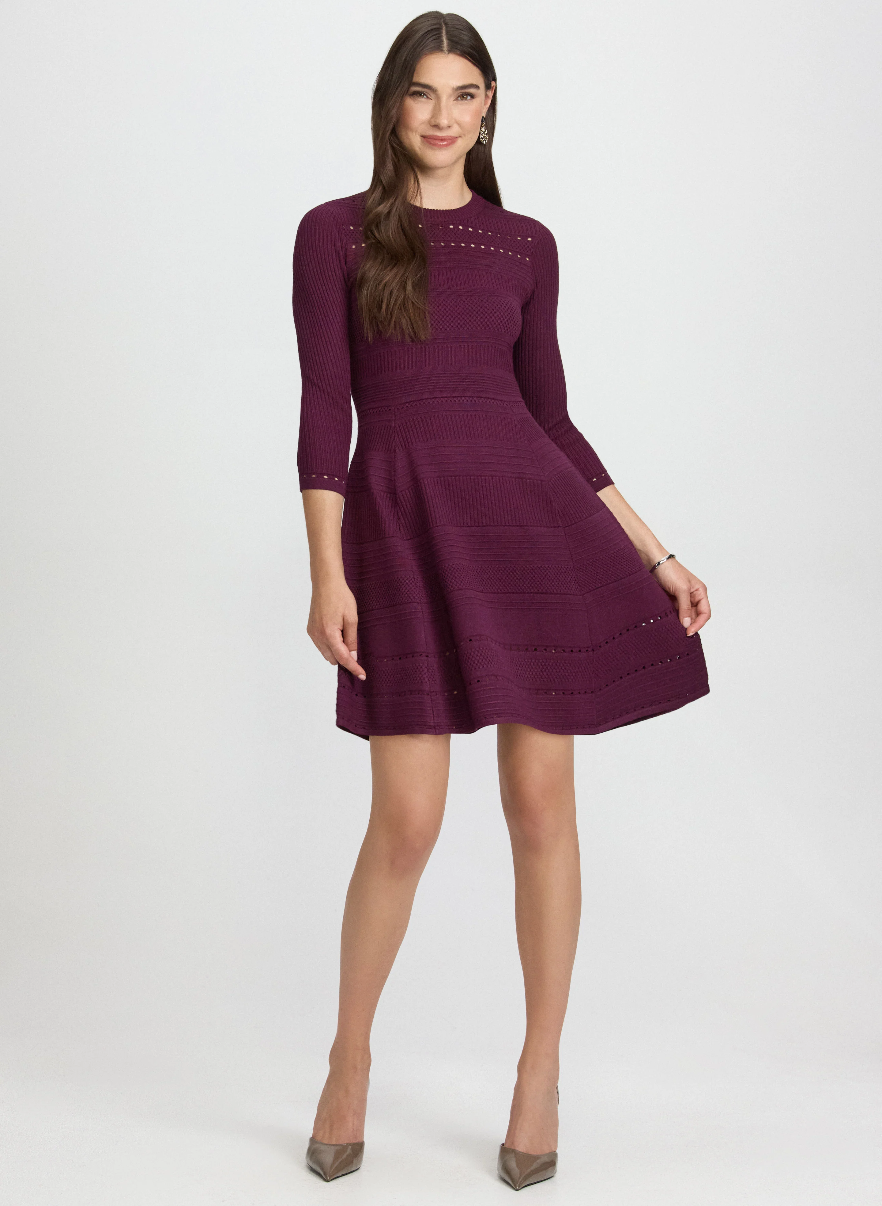 Pointelle Detail Knit Dress