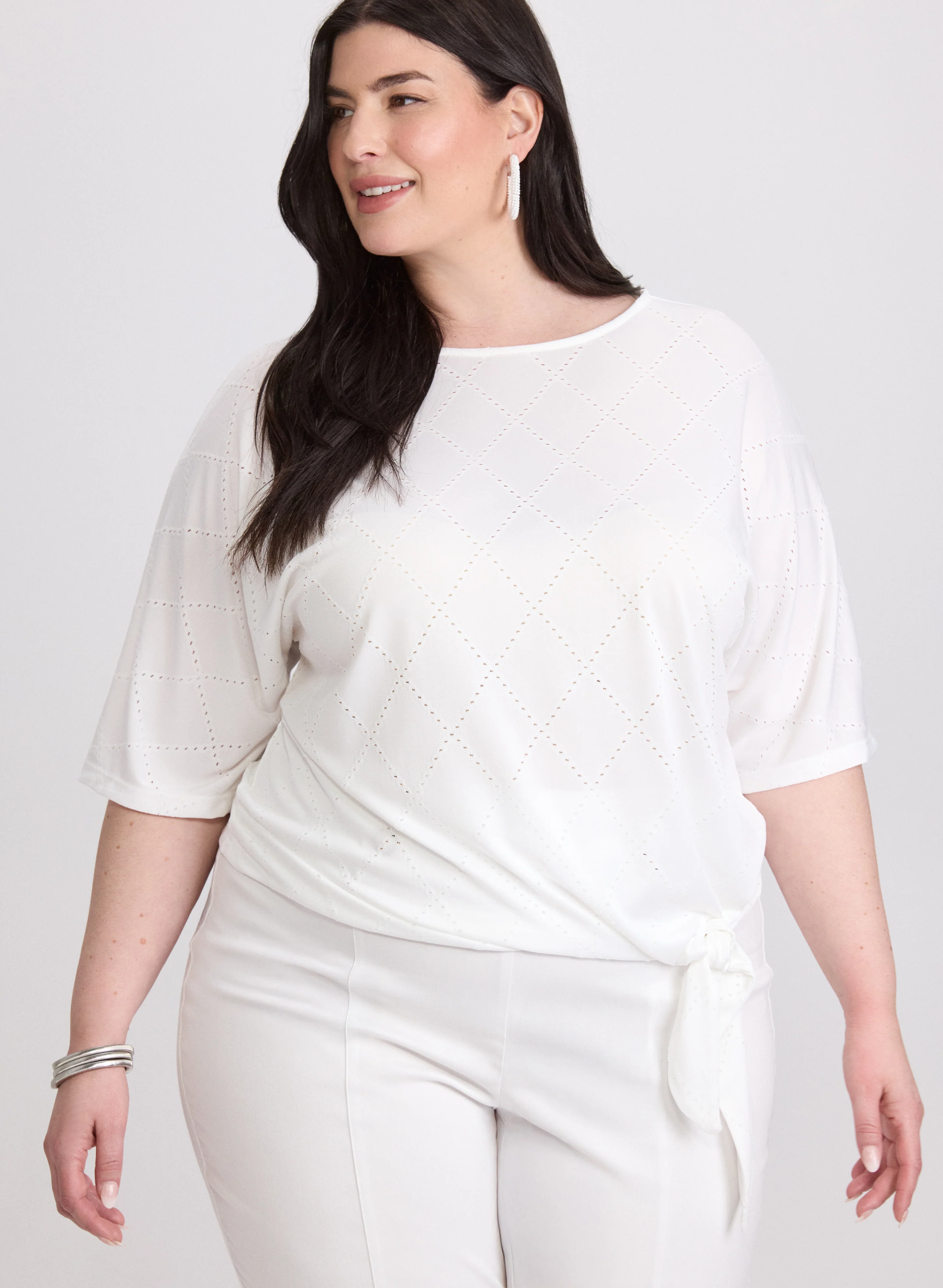 Pointelle Elbow Sleeve Top