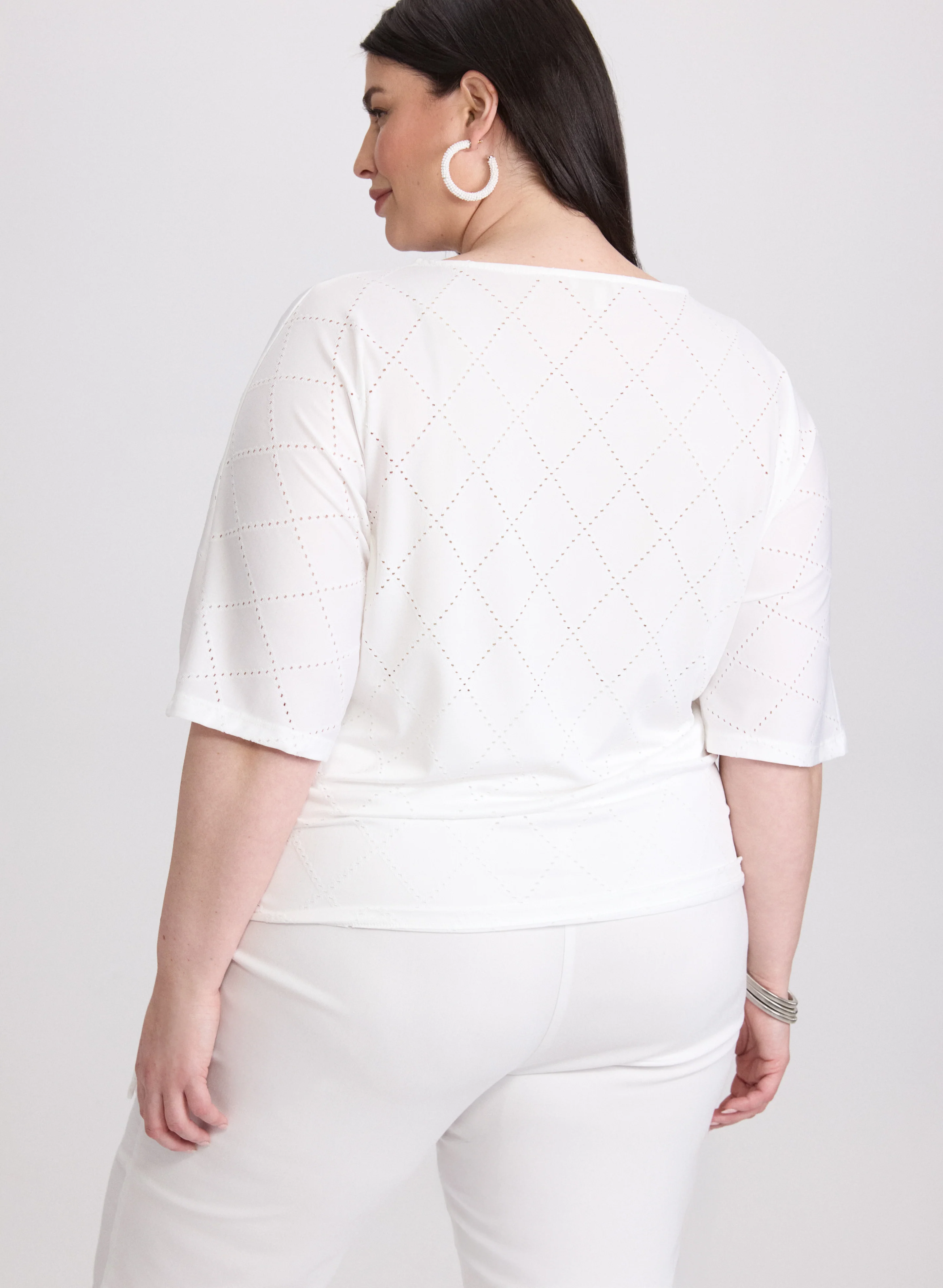 Pointelle Elbow Sleeve Top - Image 4
