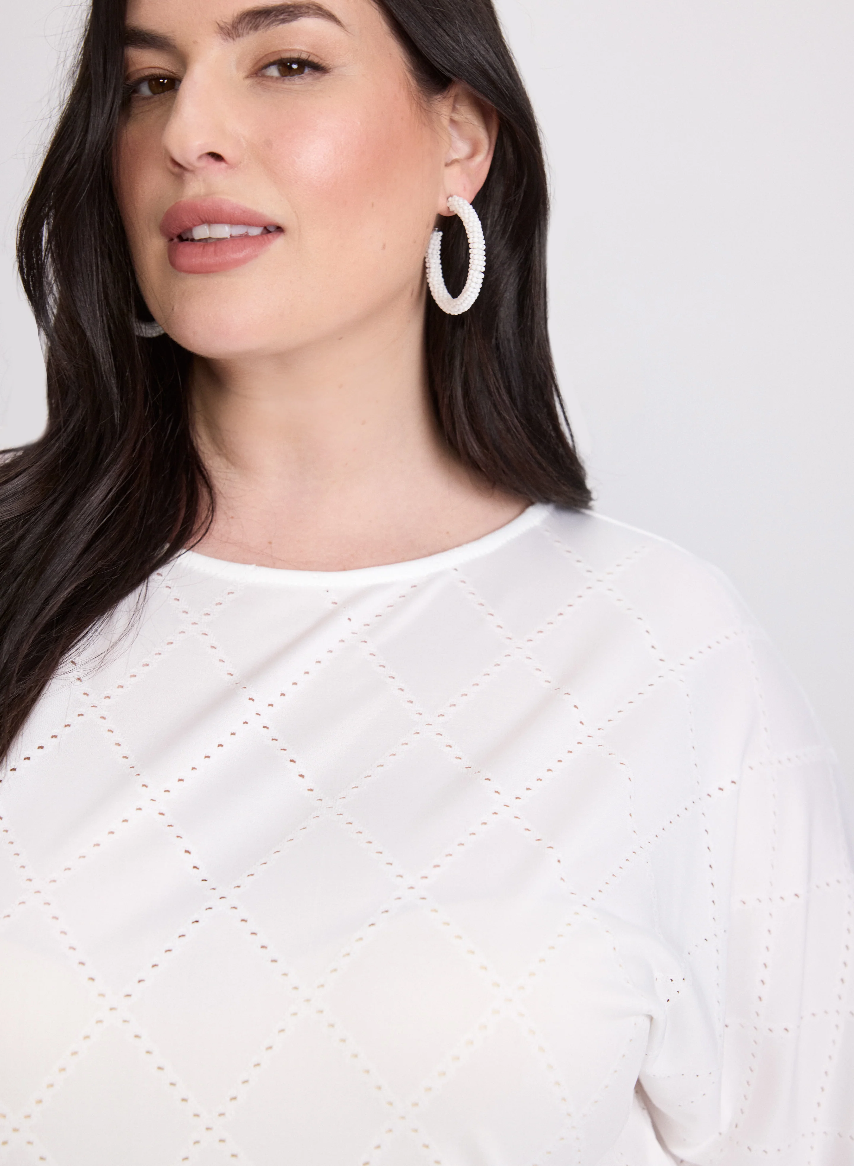 Pointelle Elbow Sleeve Top - Image 5