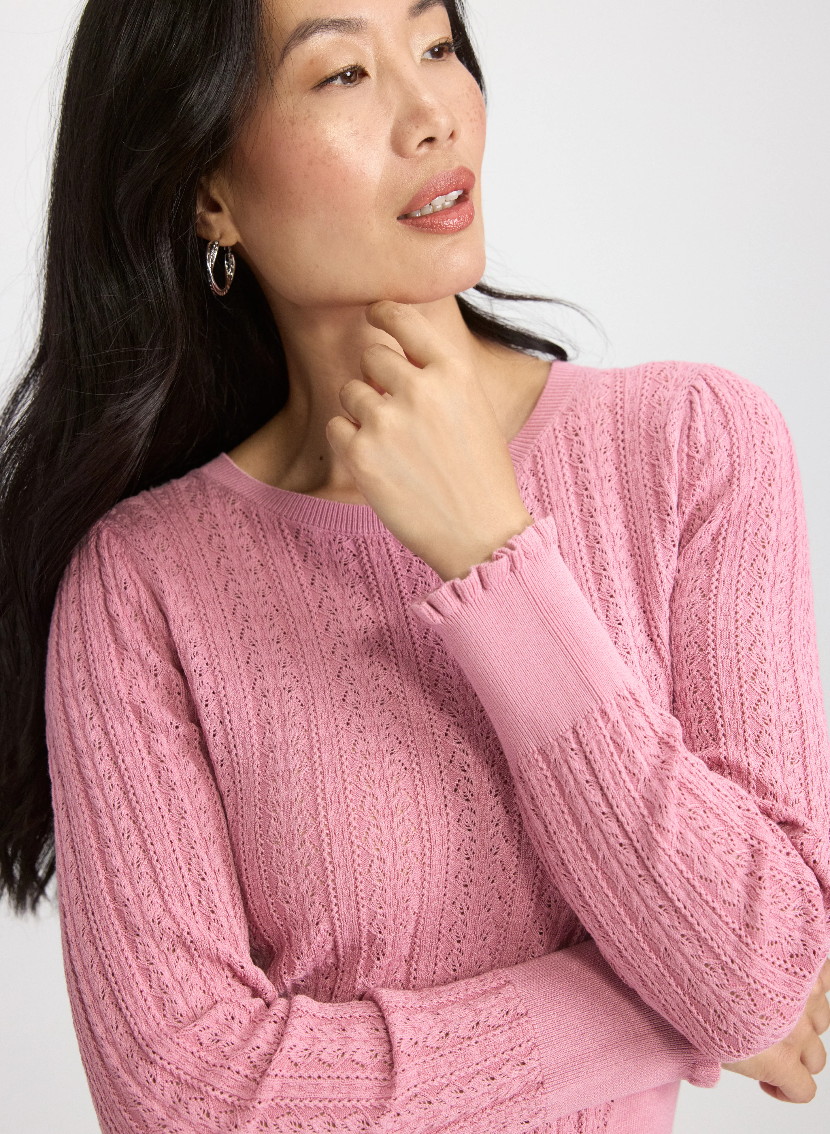 Pointelle Knit Sweater - Image 2