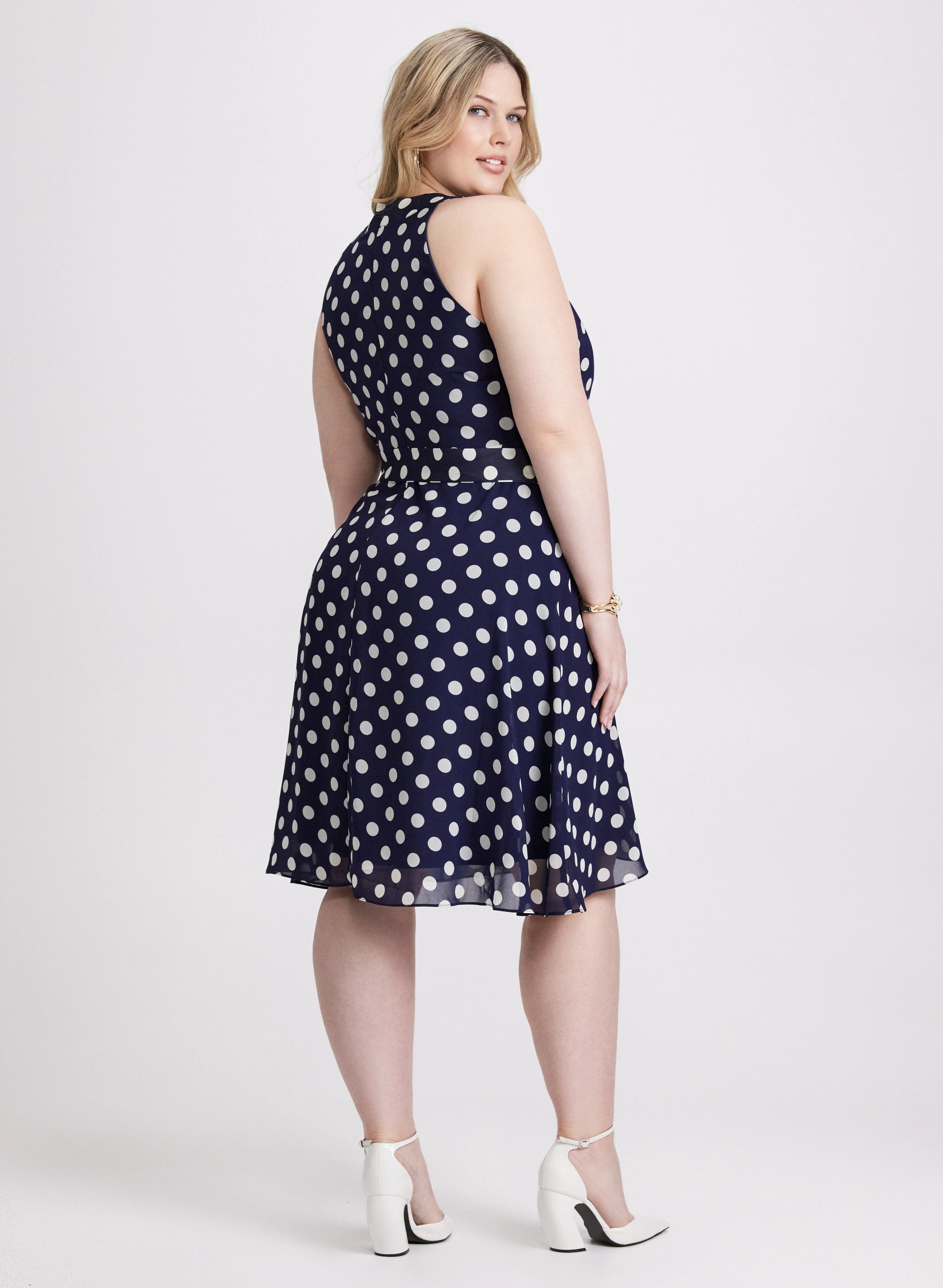 Polka Dot Chiffon Dress - Image 4