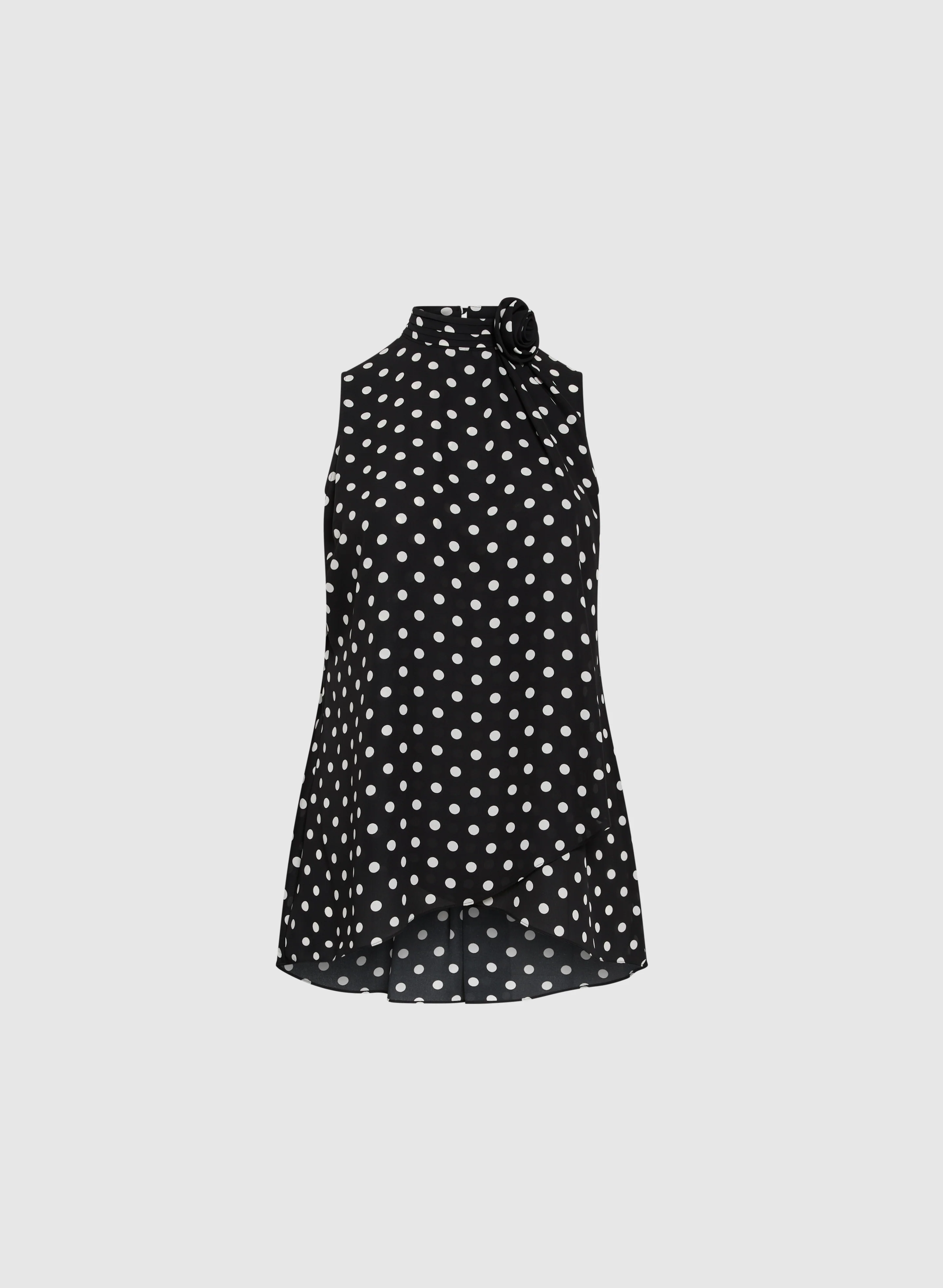 Polka Dot Print Mock Neck Blouse - Image 6
