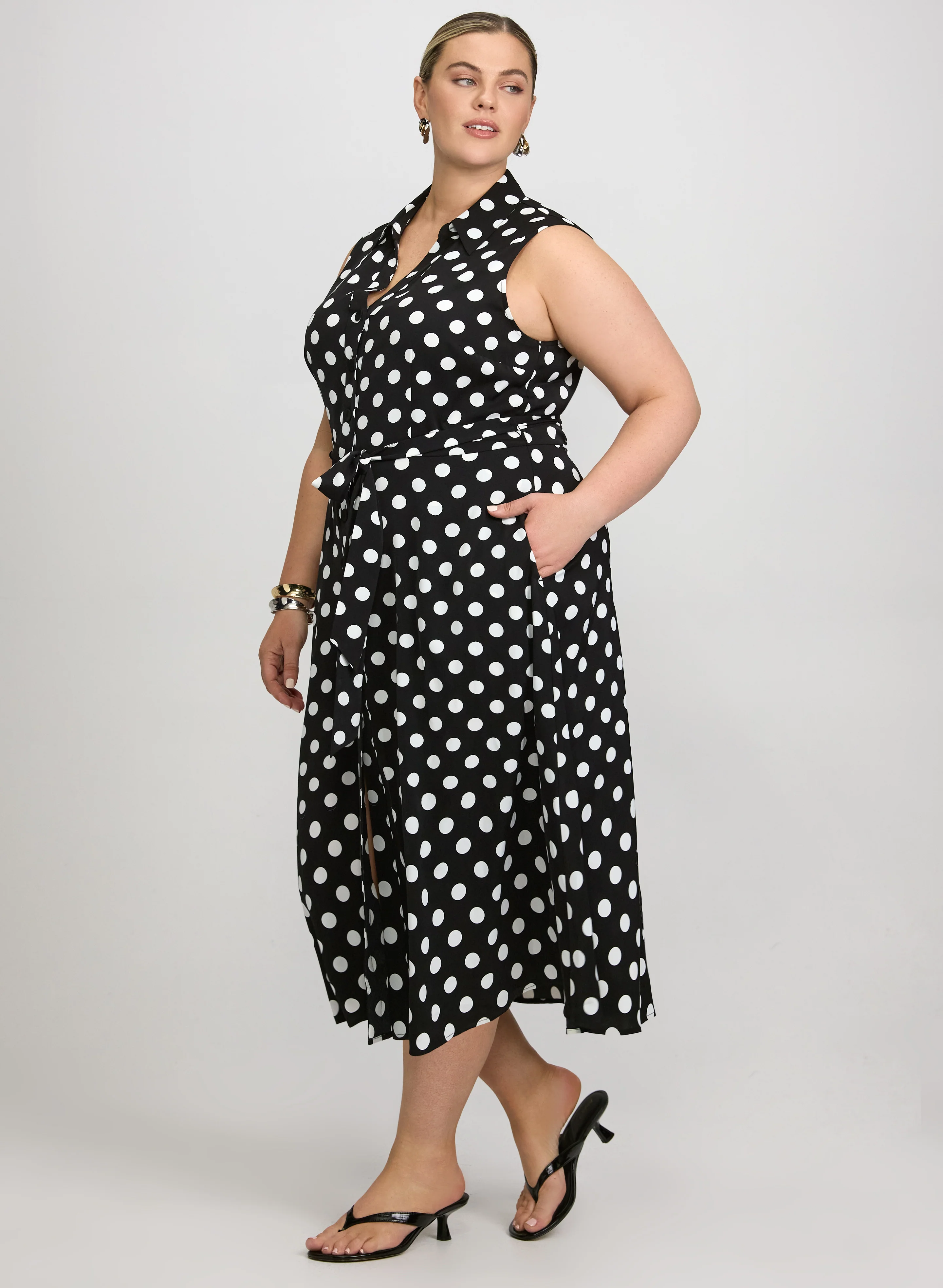 Polka Dot Shirt Dress - Image 7