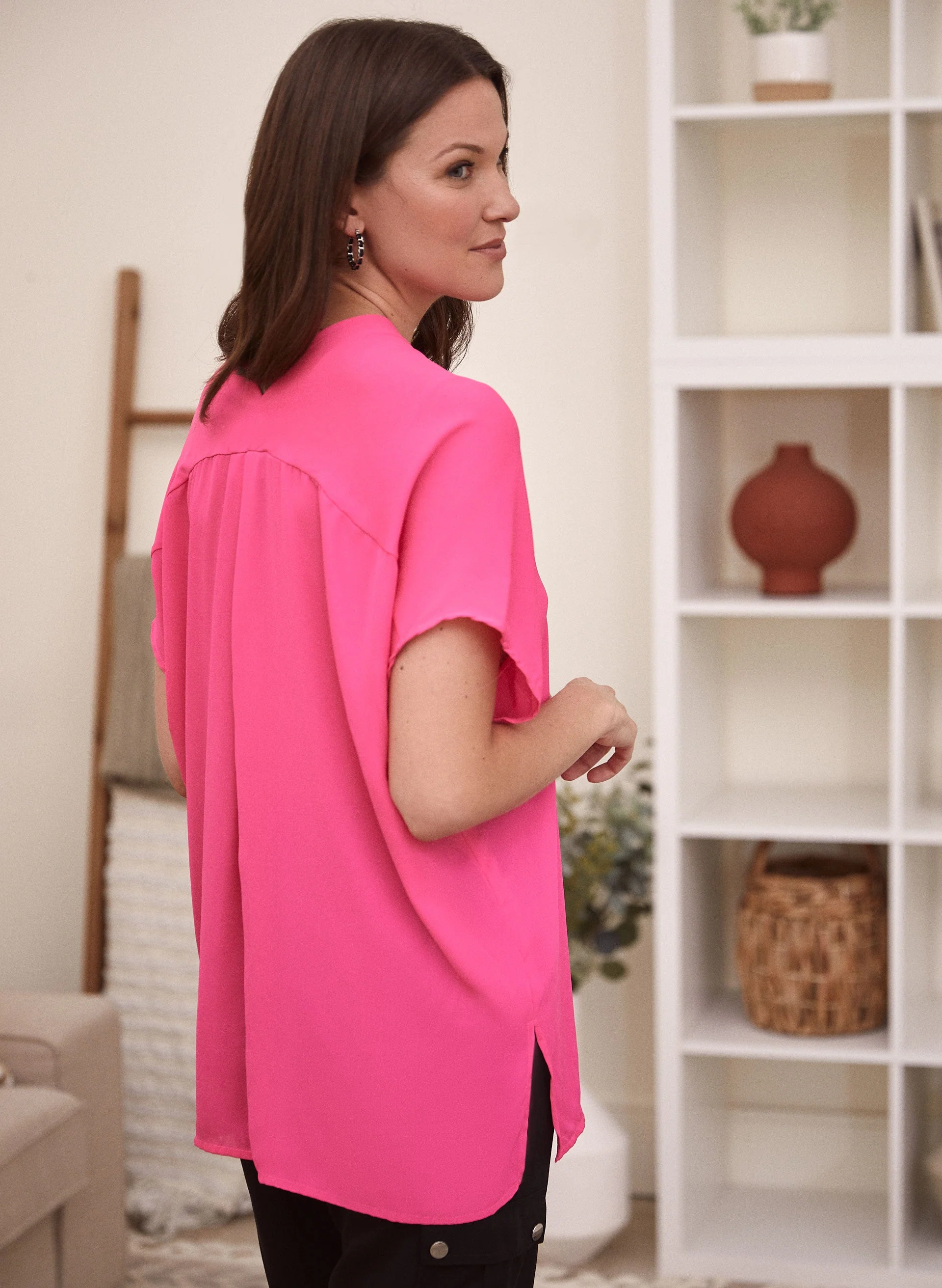 Poncho Sleeve V-Neck Blouse - Image 4