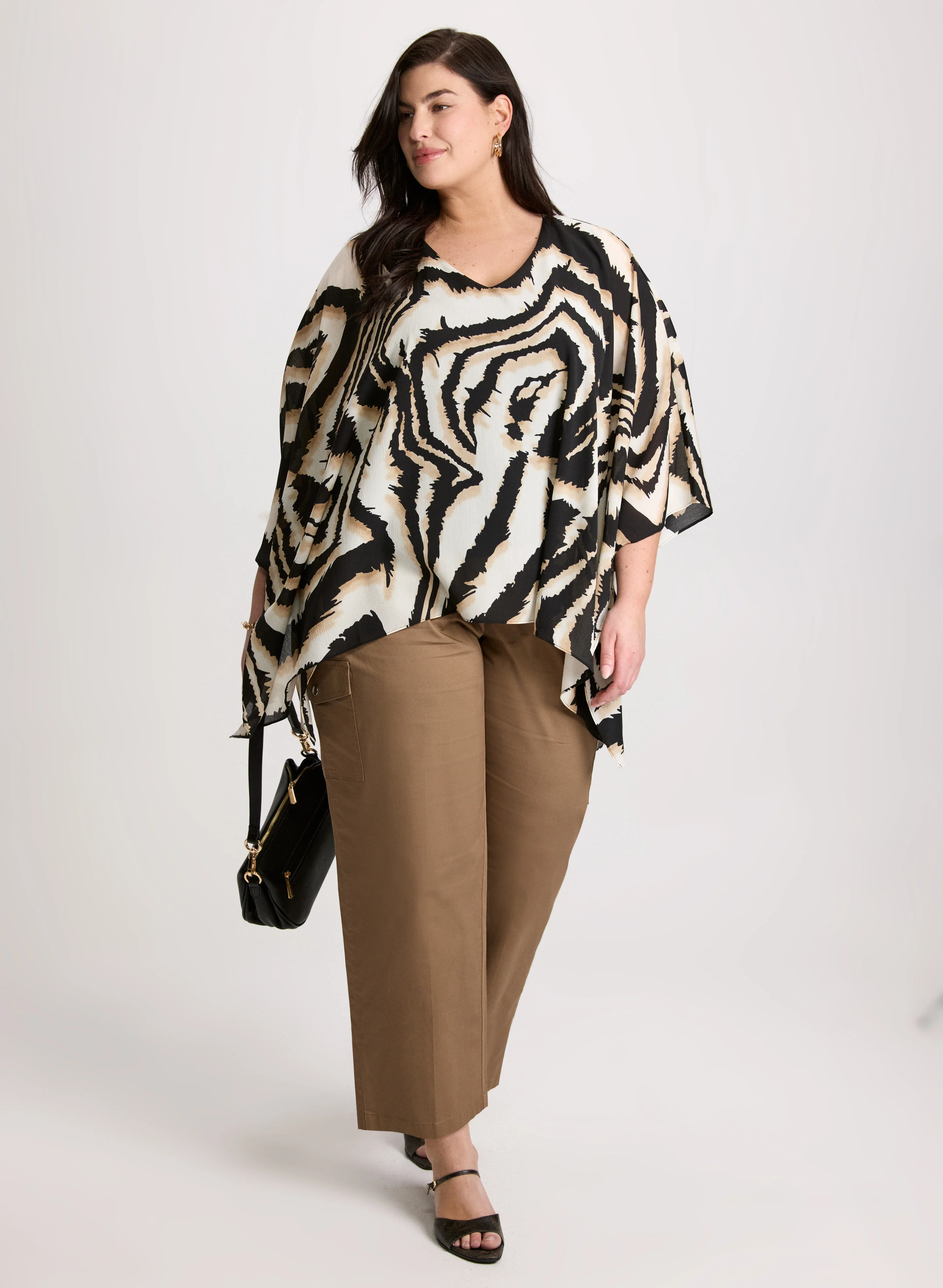 Poncho-Style Animal Print Blouse - Image 2