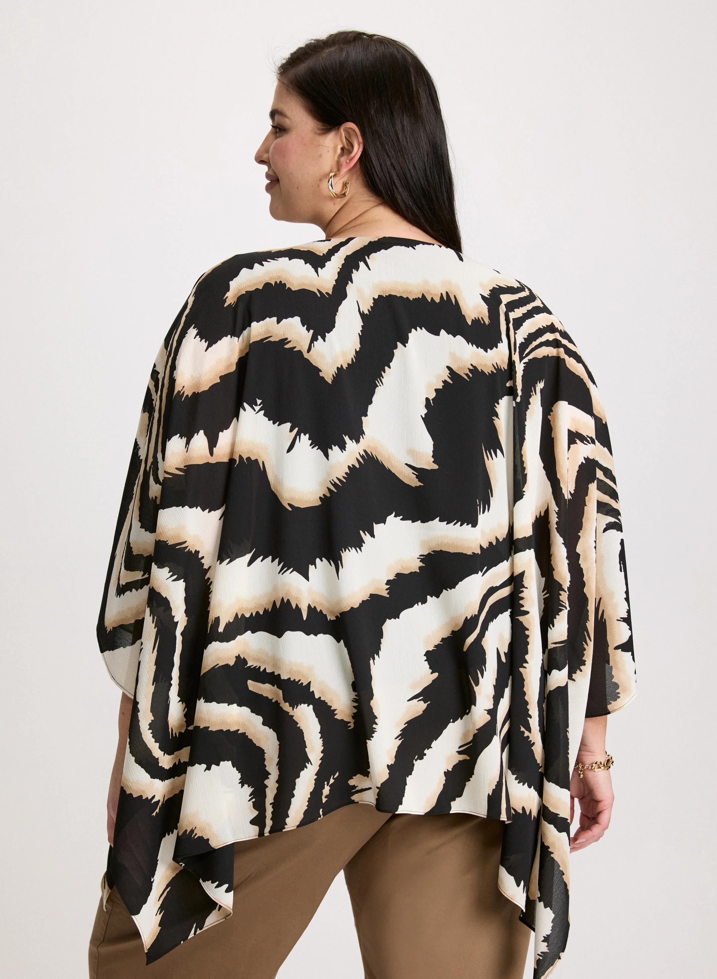 Poncho-Style Animal Print Blouse - Image 3