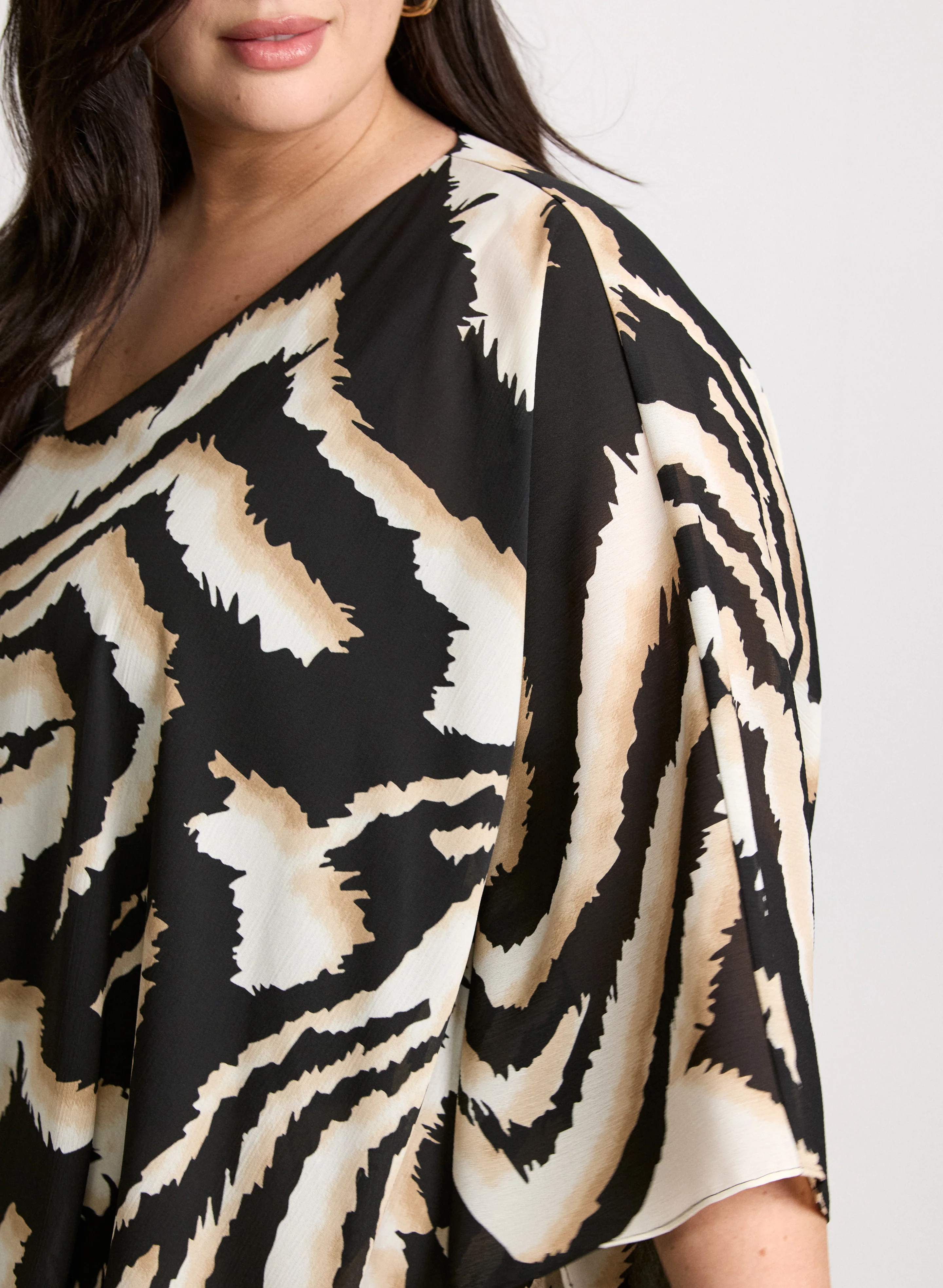 Poncho-Style Animal Print Blouse - Image 5