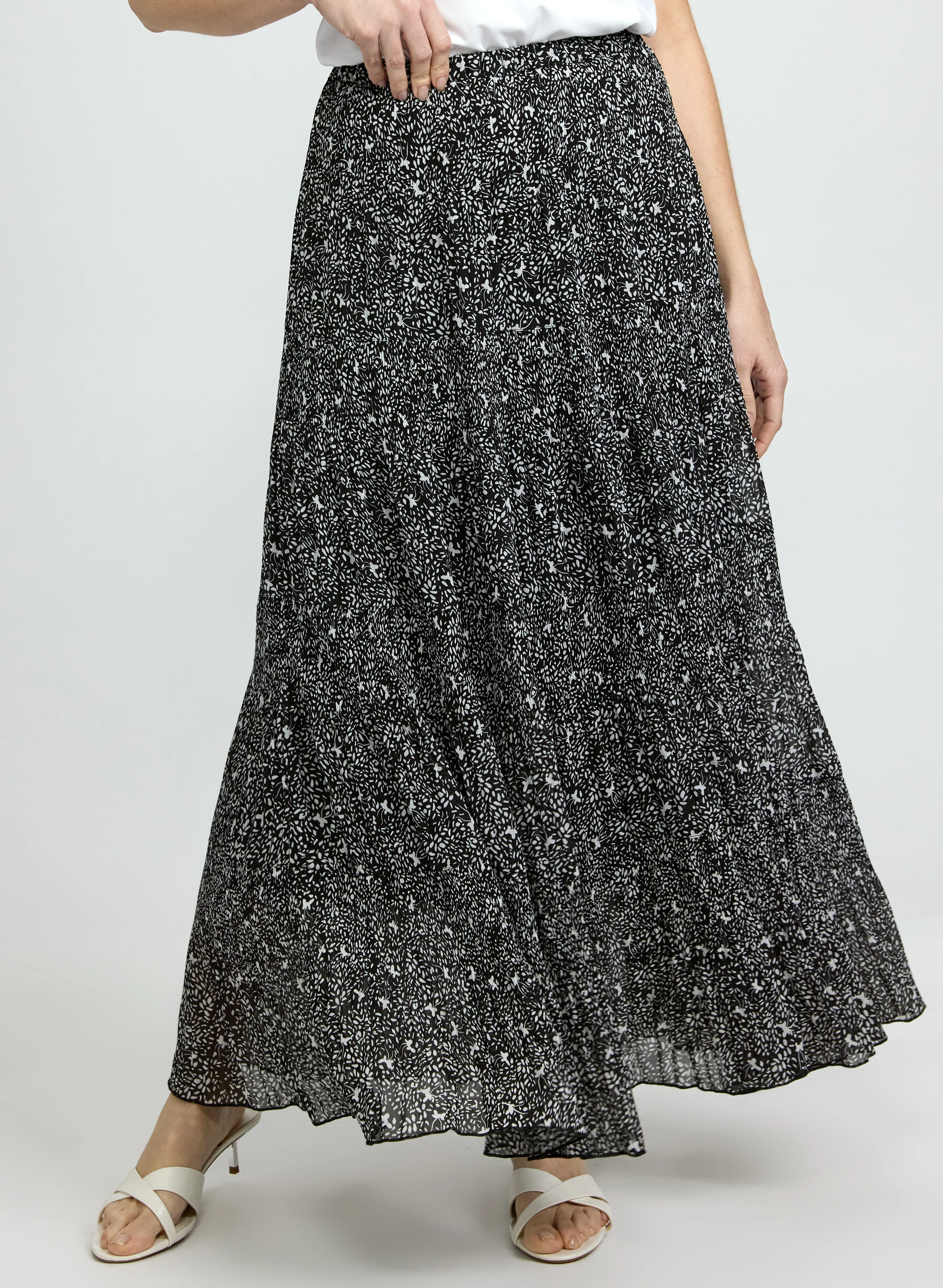 Printed Chiffon Maxi Skirt