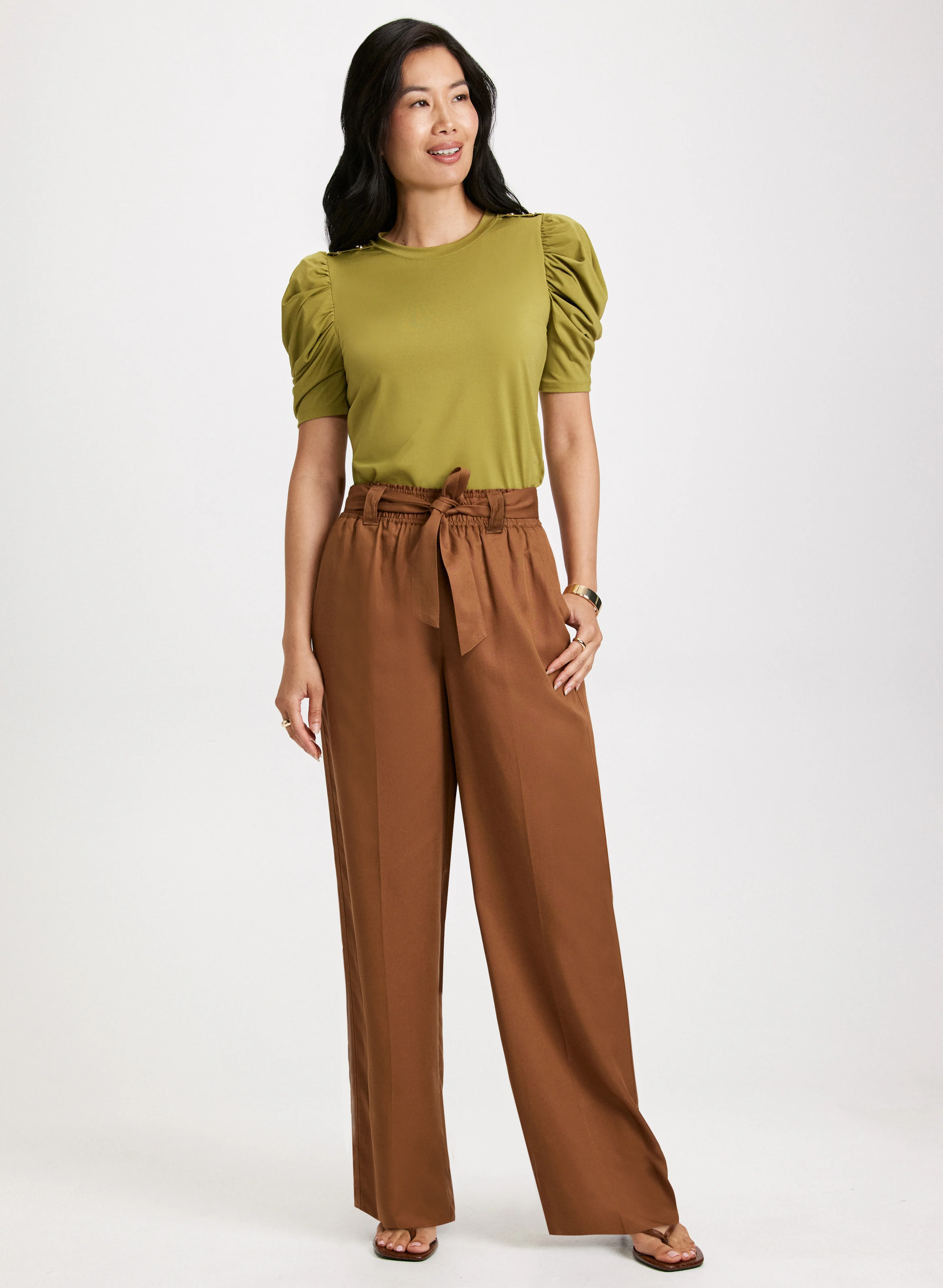 Puff Sleeve Top & Wide Leg Pants