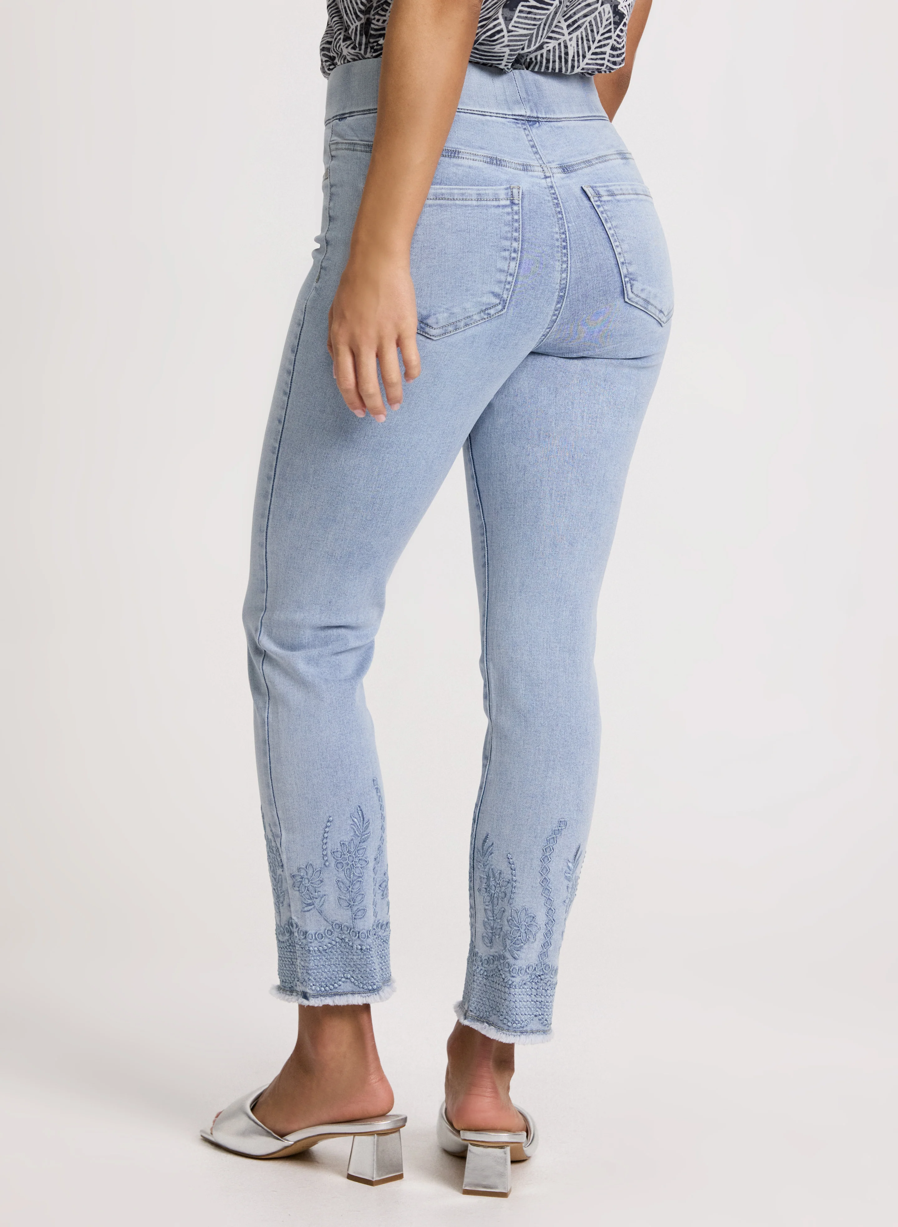 Pull-On Embroidered Hem Jeans - Image 2