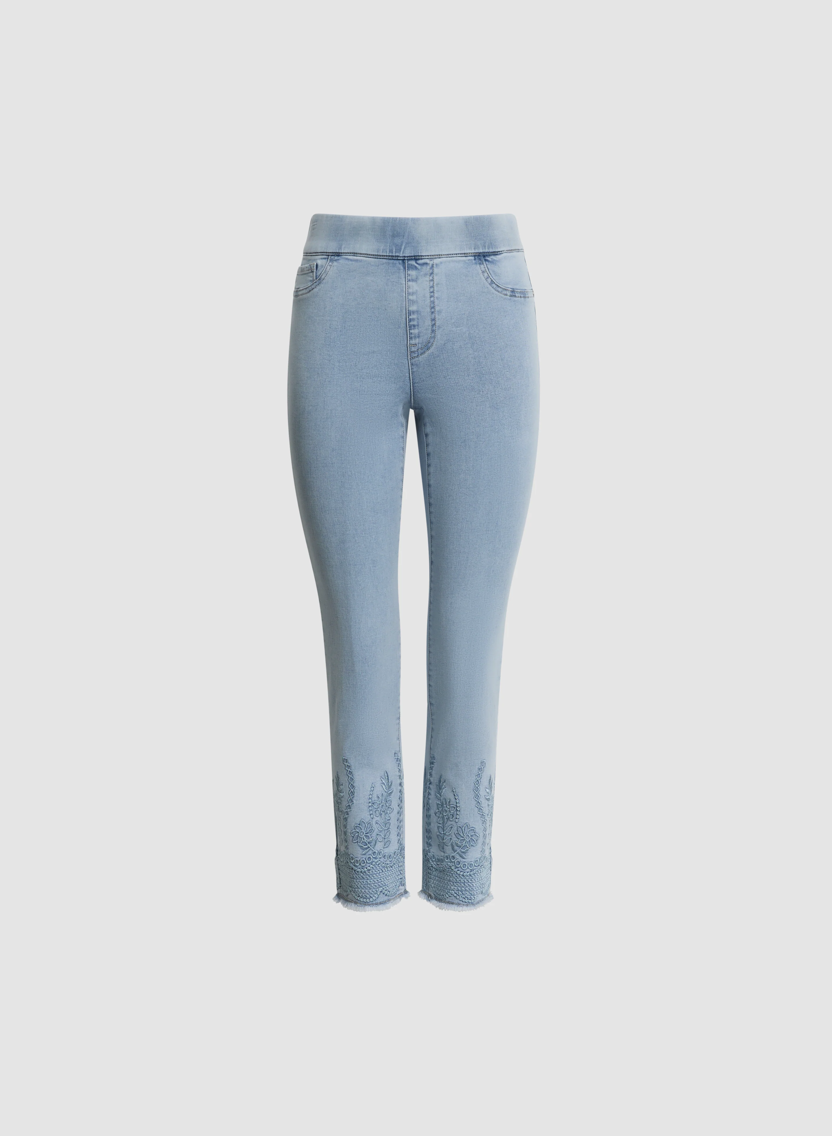 Pull-On Embroidered Hem Jeans - Image 6
