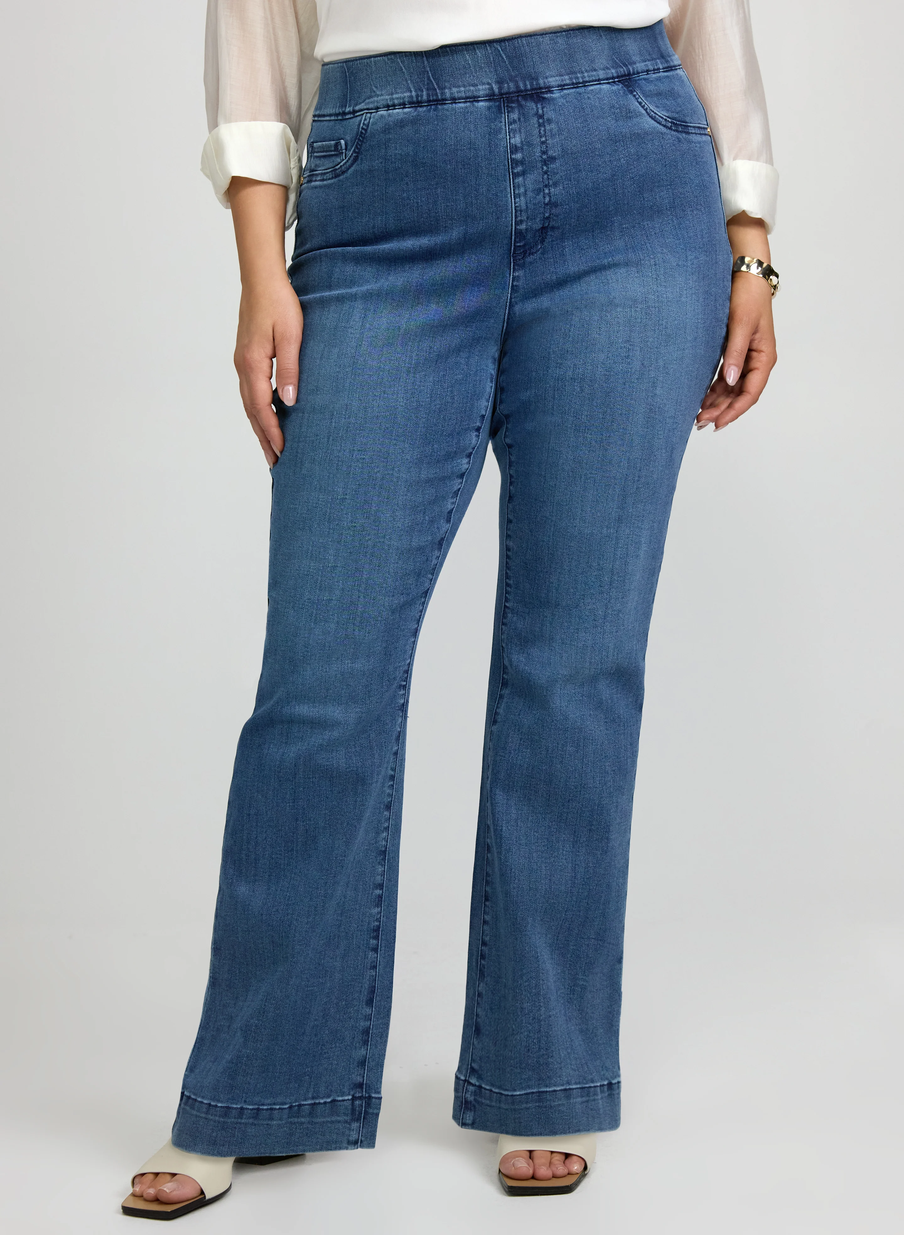 Pull-On Flare-Leg Jeans