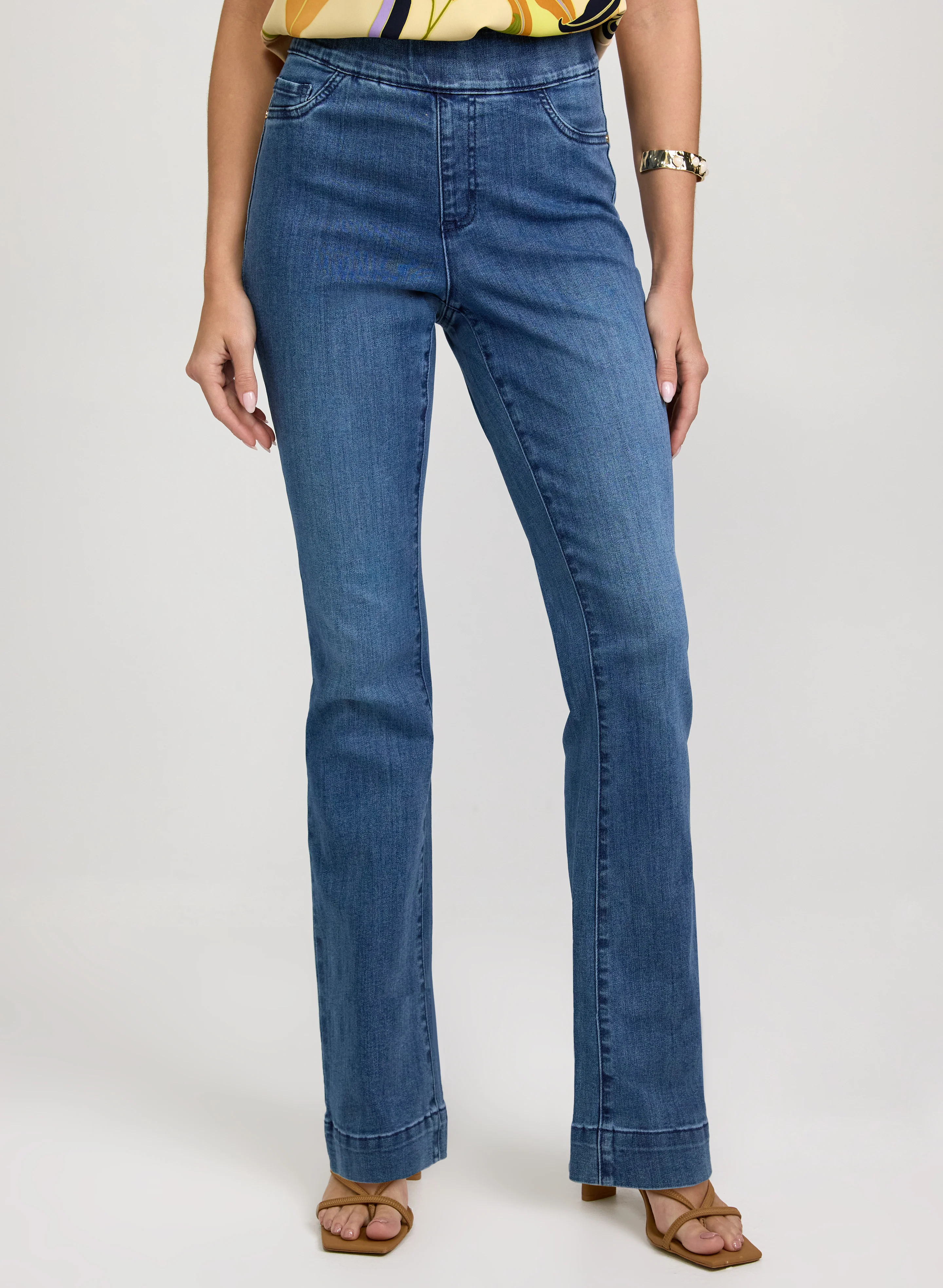 Pull-On Flare-Leg Jeans