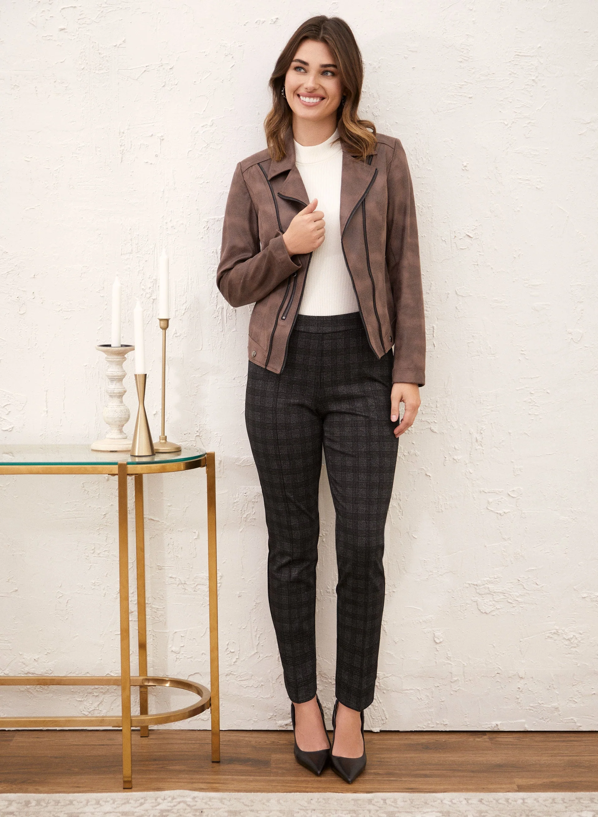 Pull-On Plaid Motif Pants - Image 3