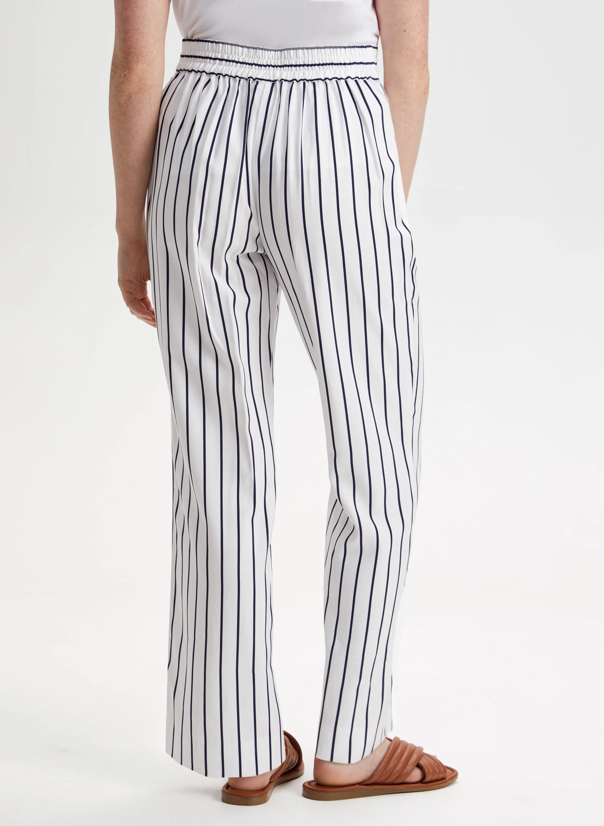 Pull-on Stripe Print Straight Leg Pants - Image 2