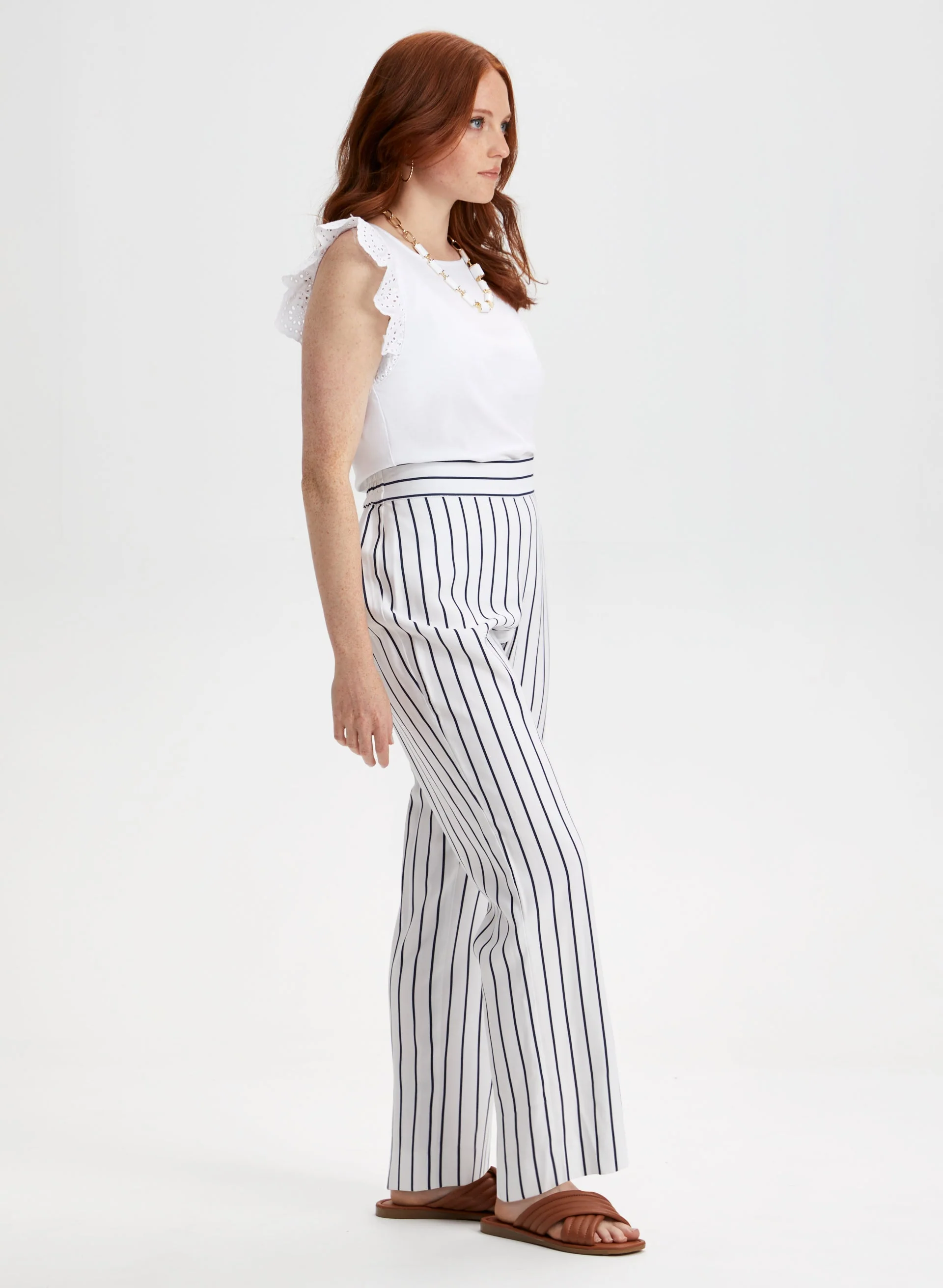 Pull-on Stripe Print Straight Leg Pants - Image 5