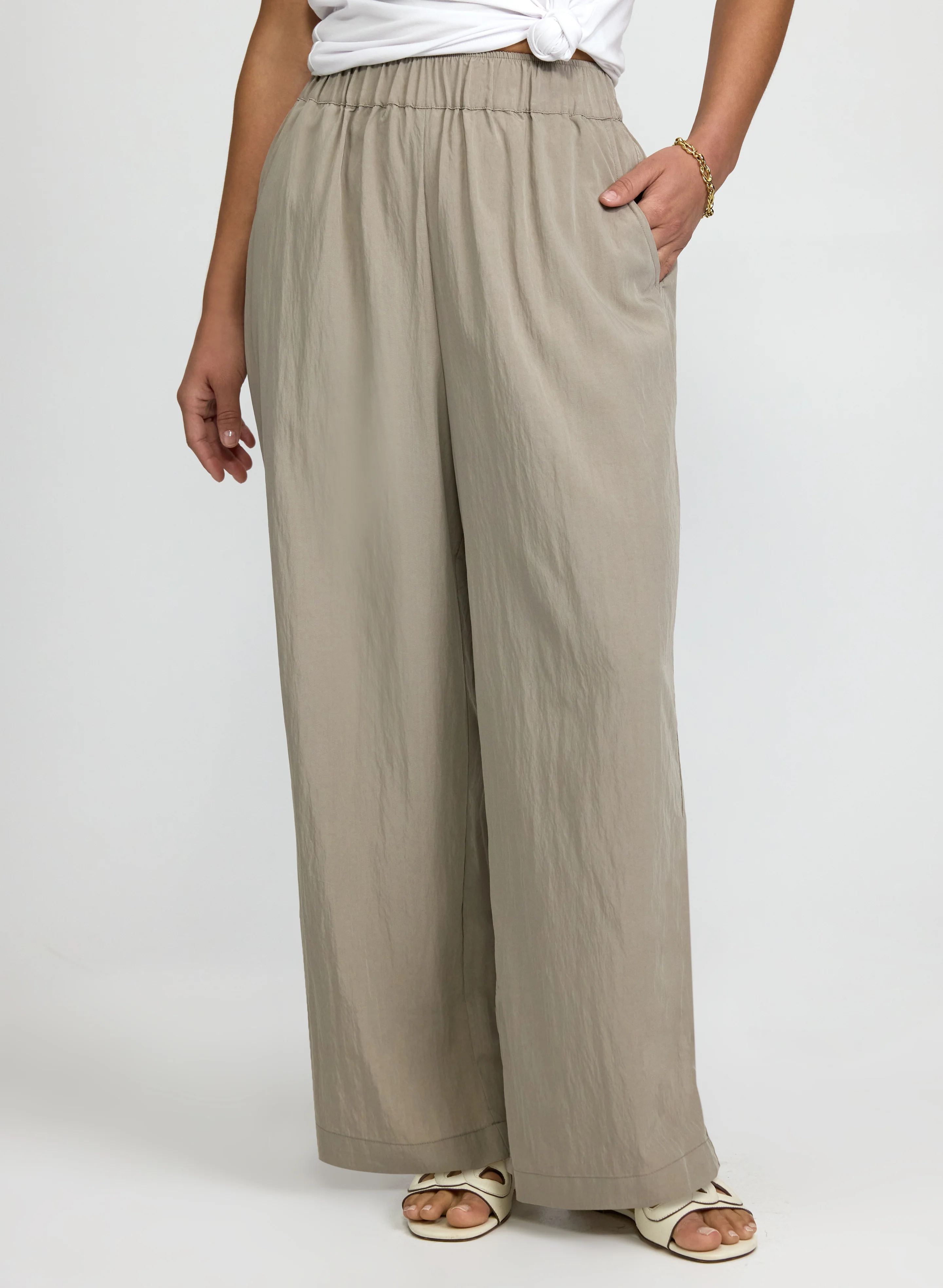 Pull-On Wide-Leg Pants