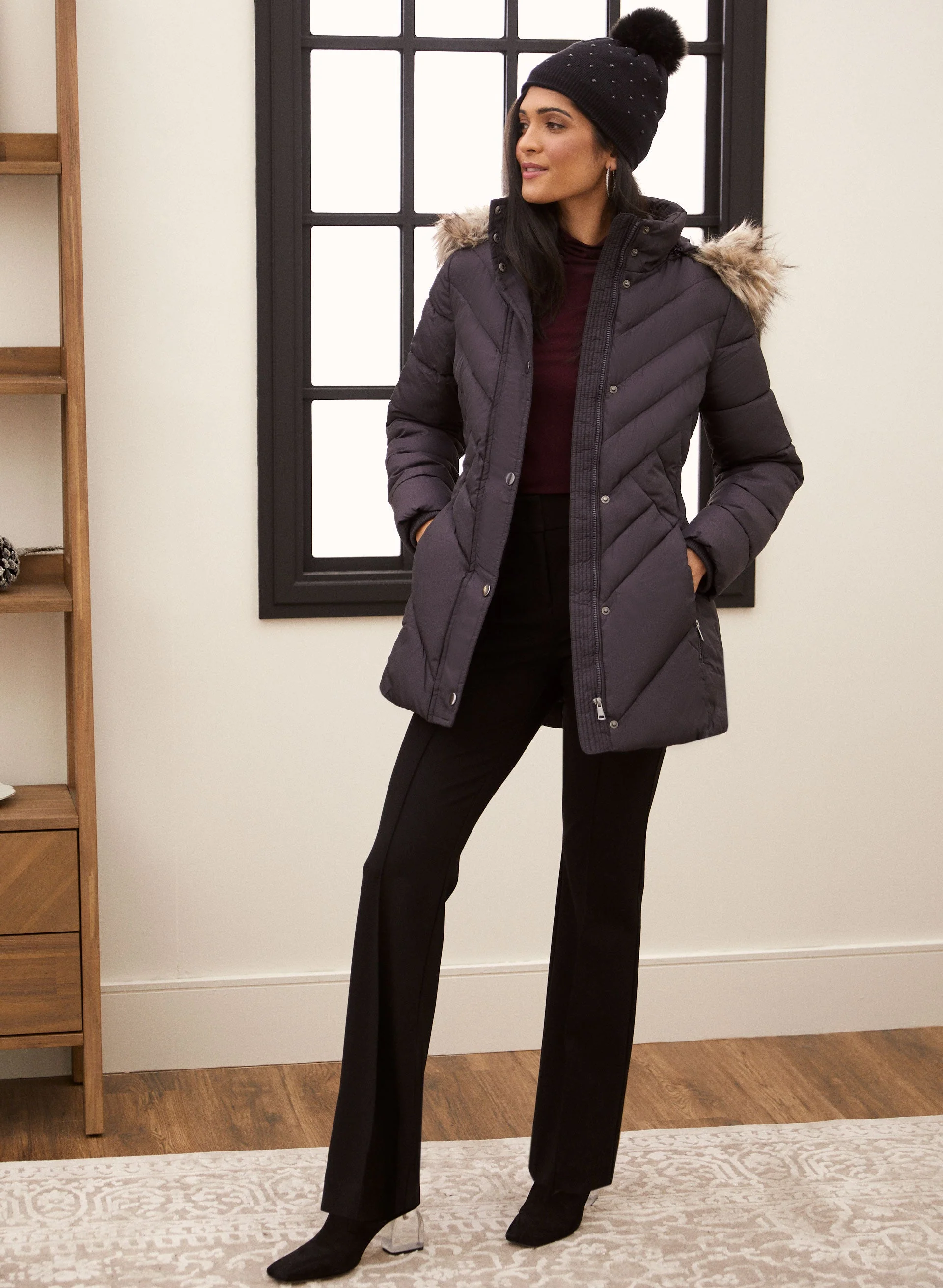 Quilted Vegan Down Coat - Image 4