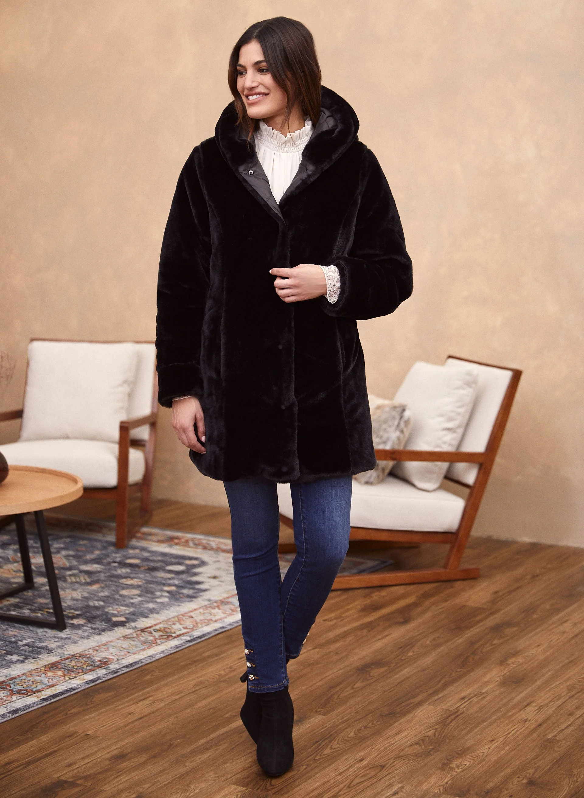 Reversible Faux Fur Coat - Image 3