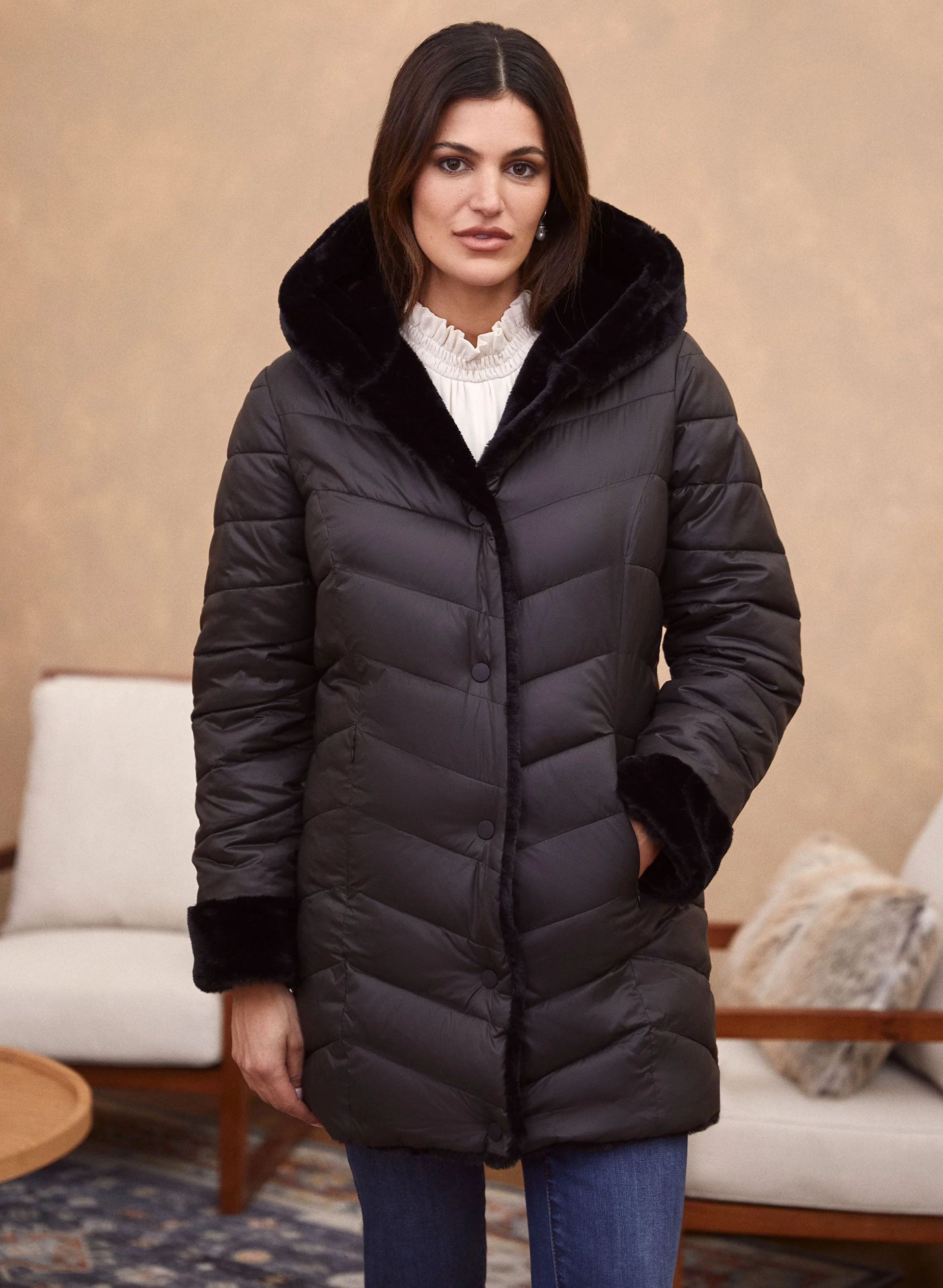 Reversible Faux Fur Coat - Image 4