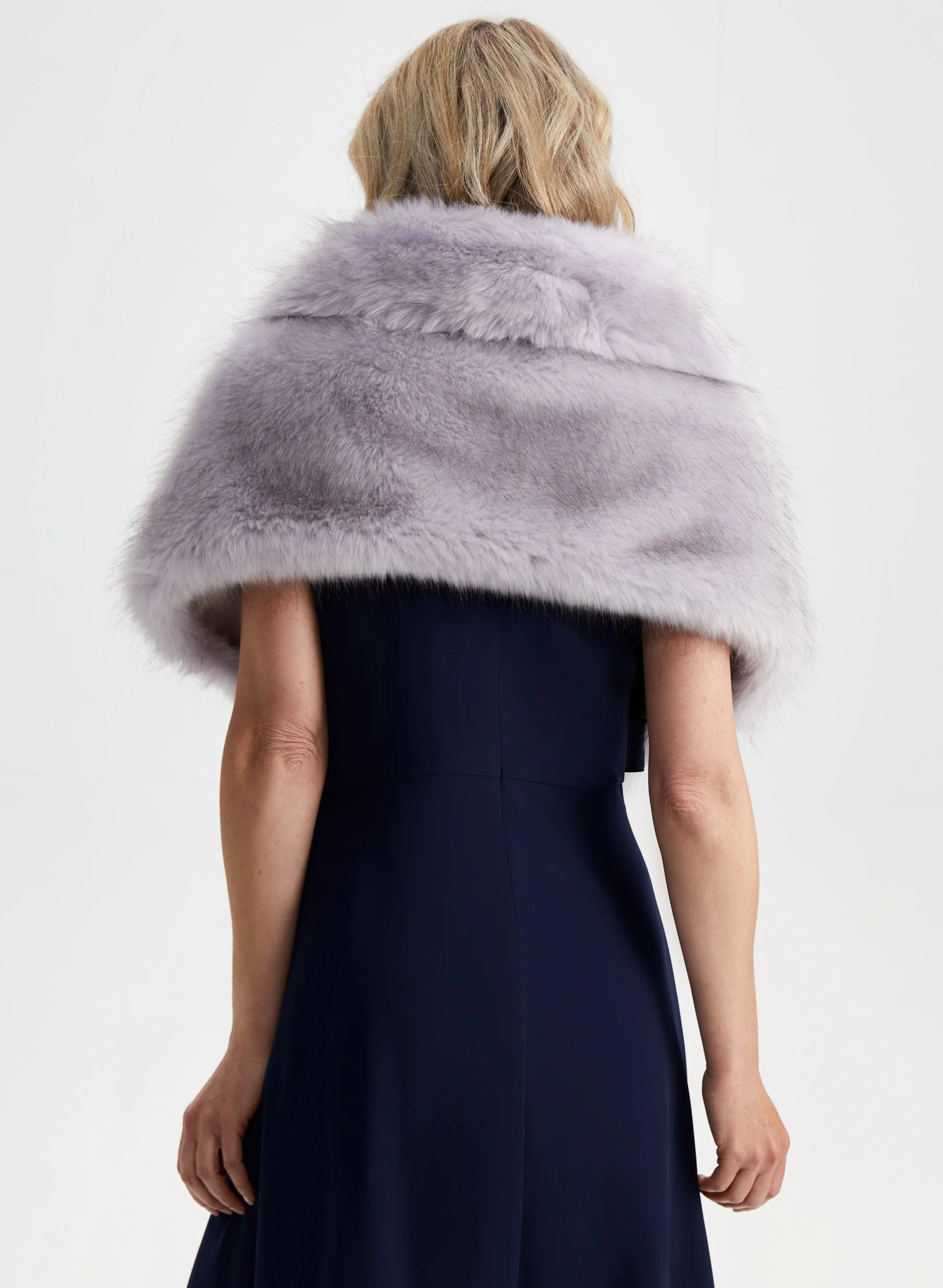 Rhinestone Clip Faux Fur Stole - Image 4