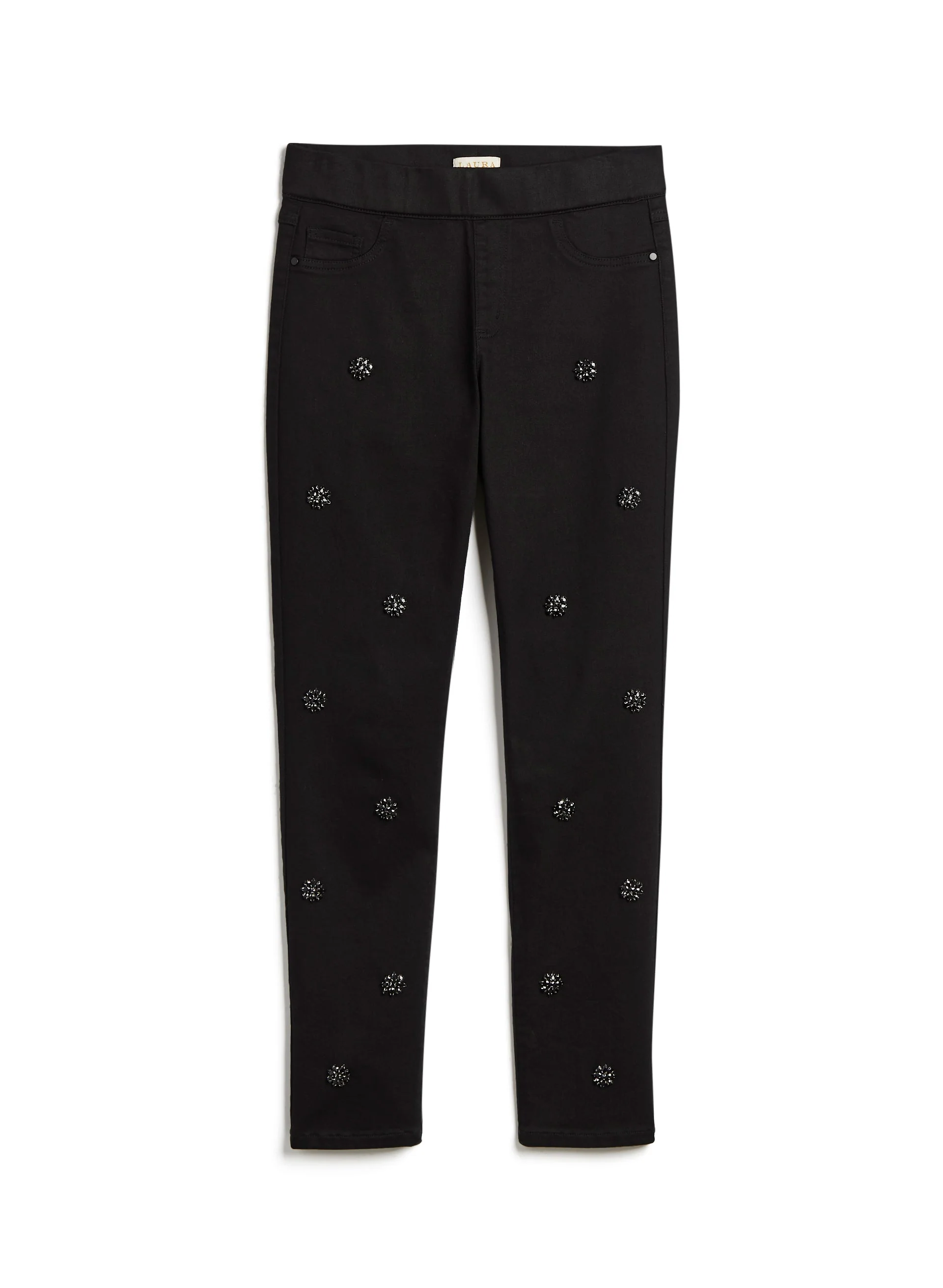 Rhinestone Detail Pull-On Jeans - Image 5