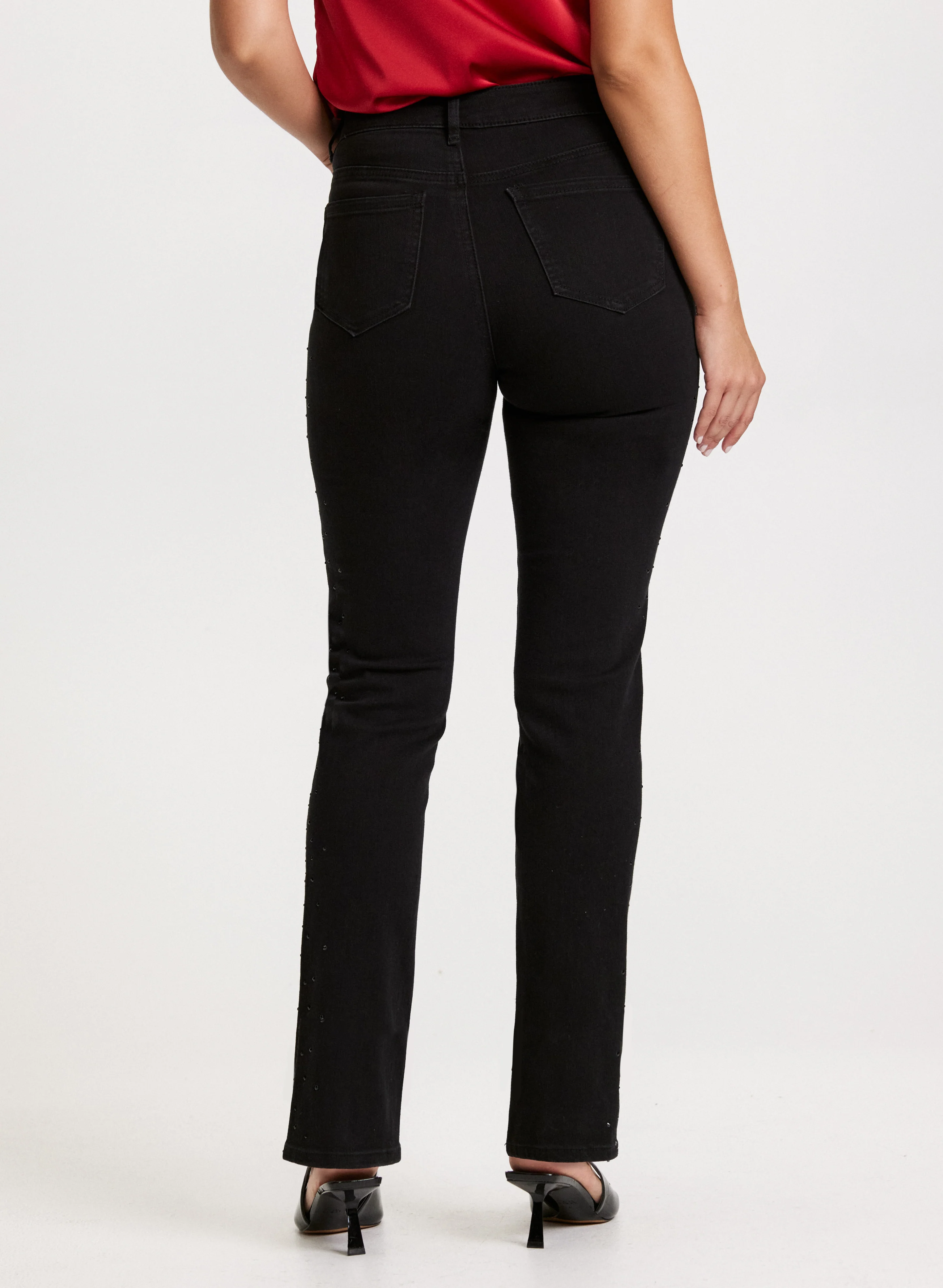 Rhinestone Trim Straight-Leg Jeans - Image 2