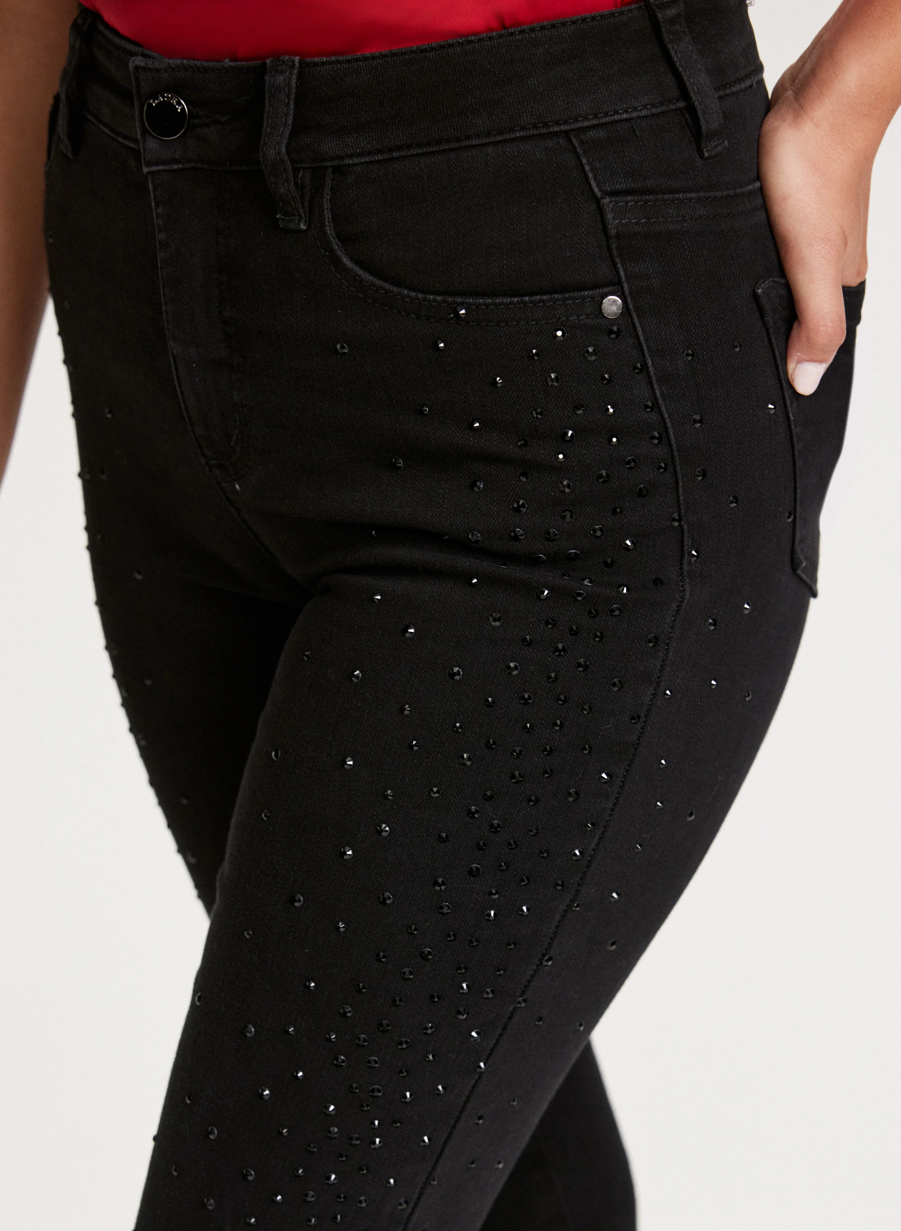 Rhinestone Trim Straight-Leg Jeans - Image 5