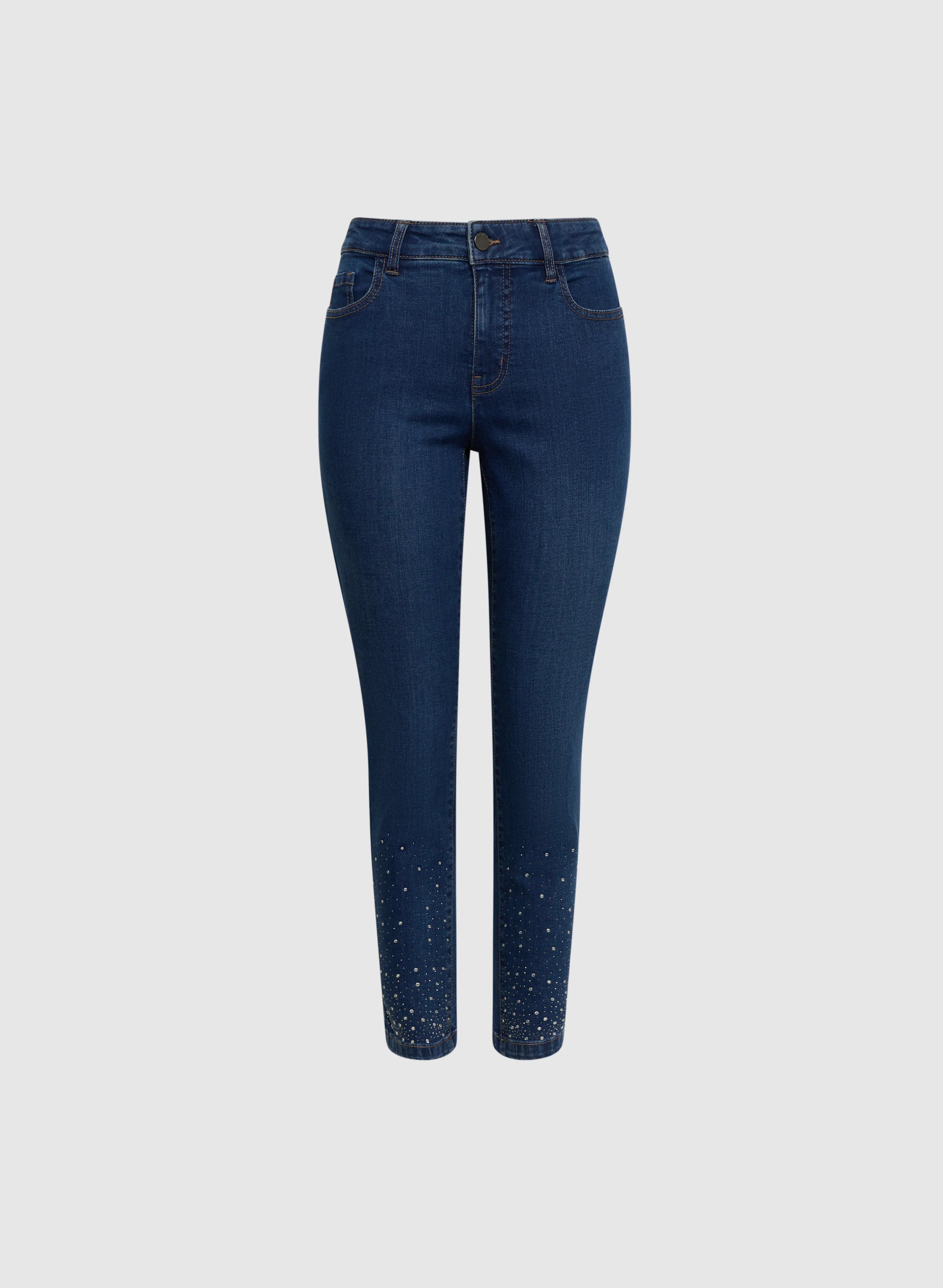 Rhinestone Embellished Slim Leg Jeans - Image 6