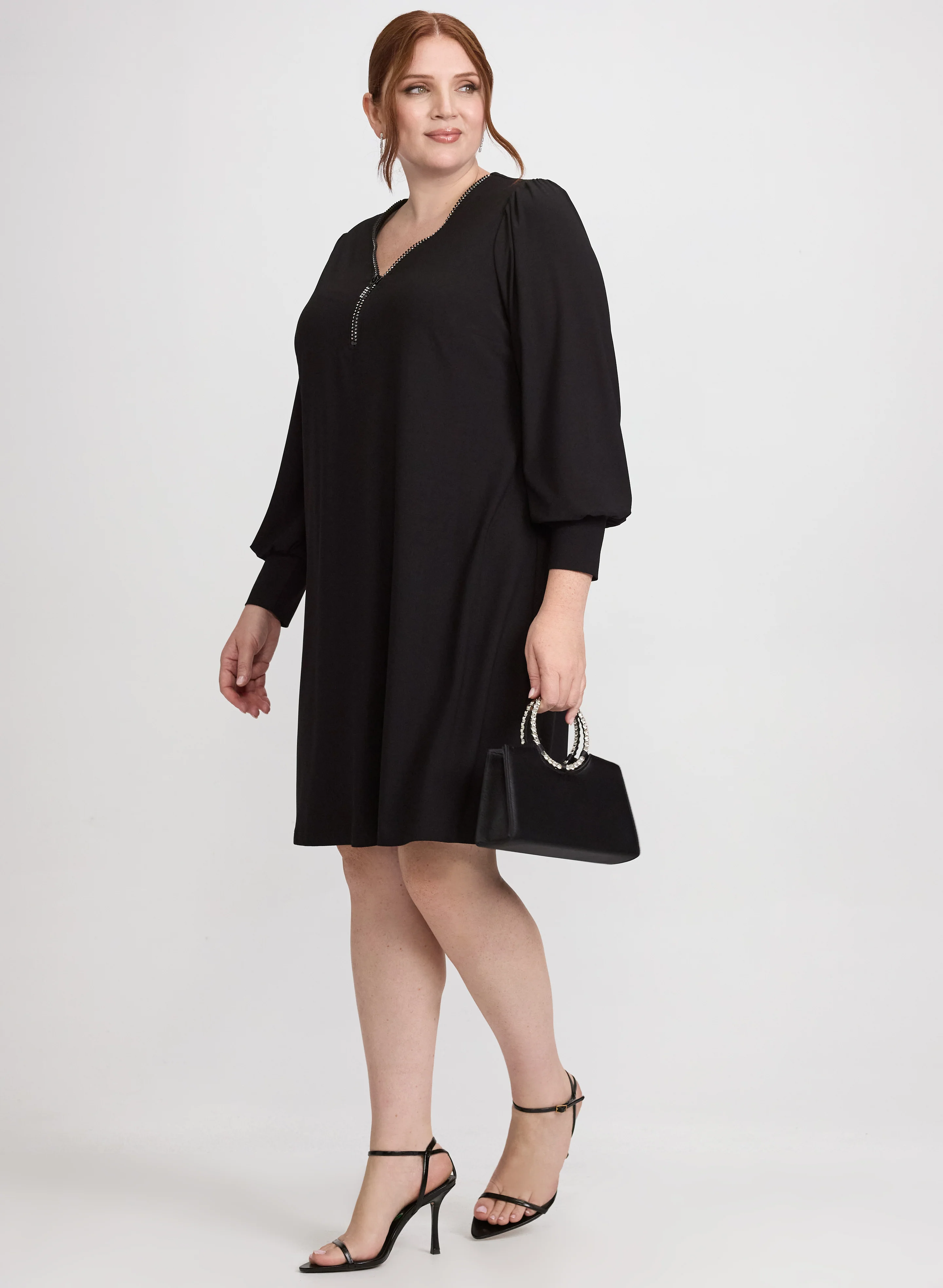 Rhinestone Half-Zip Dress - Image 2