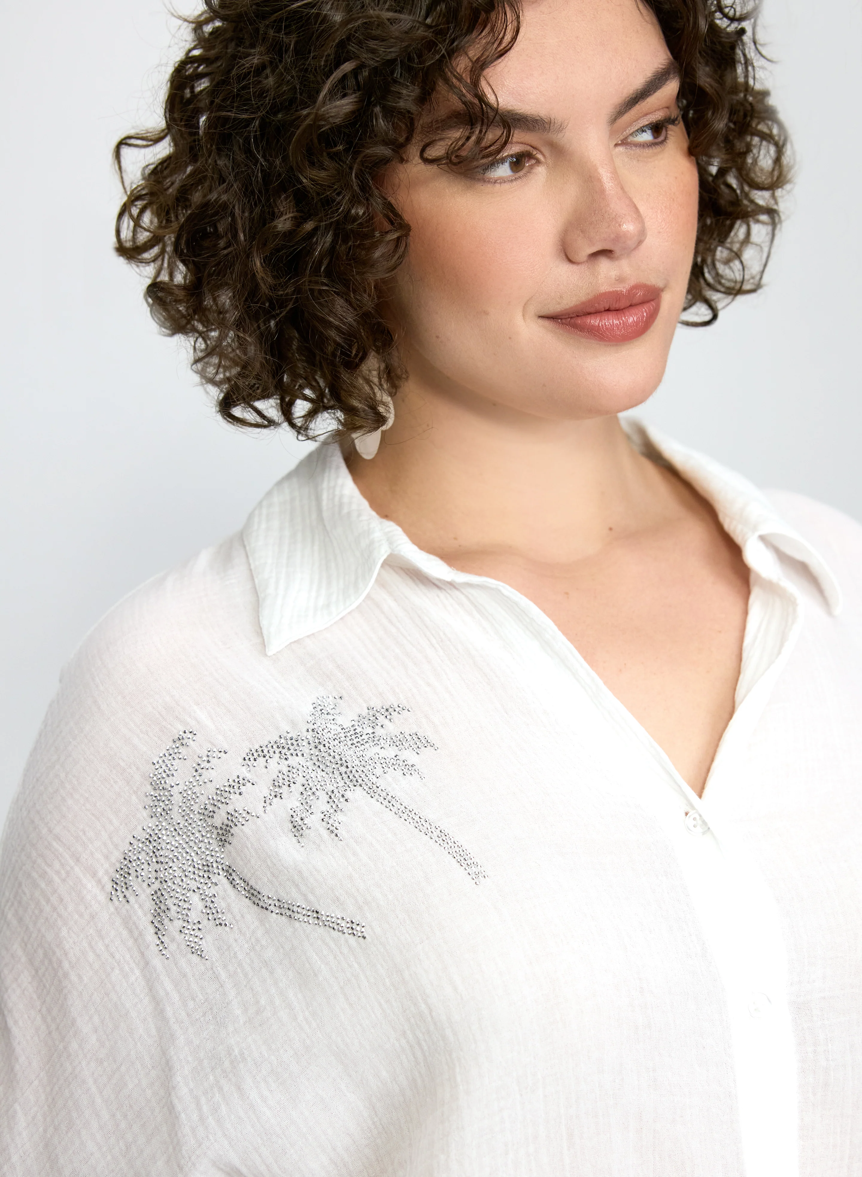 Rhinestone Palm Print Blouse - Image 5
