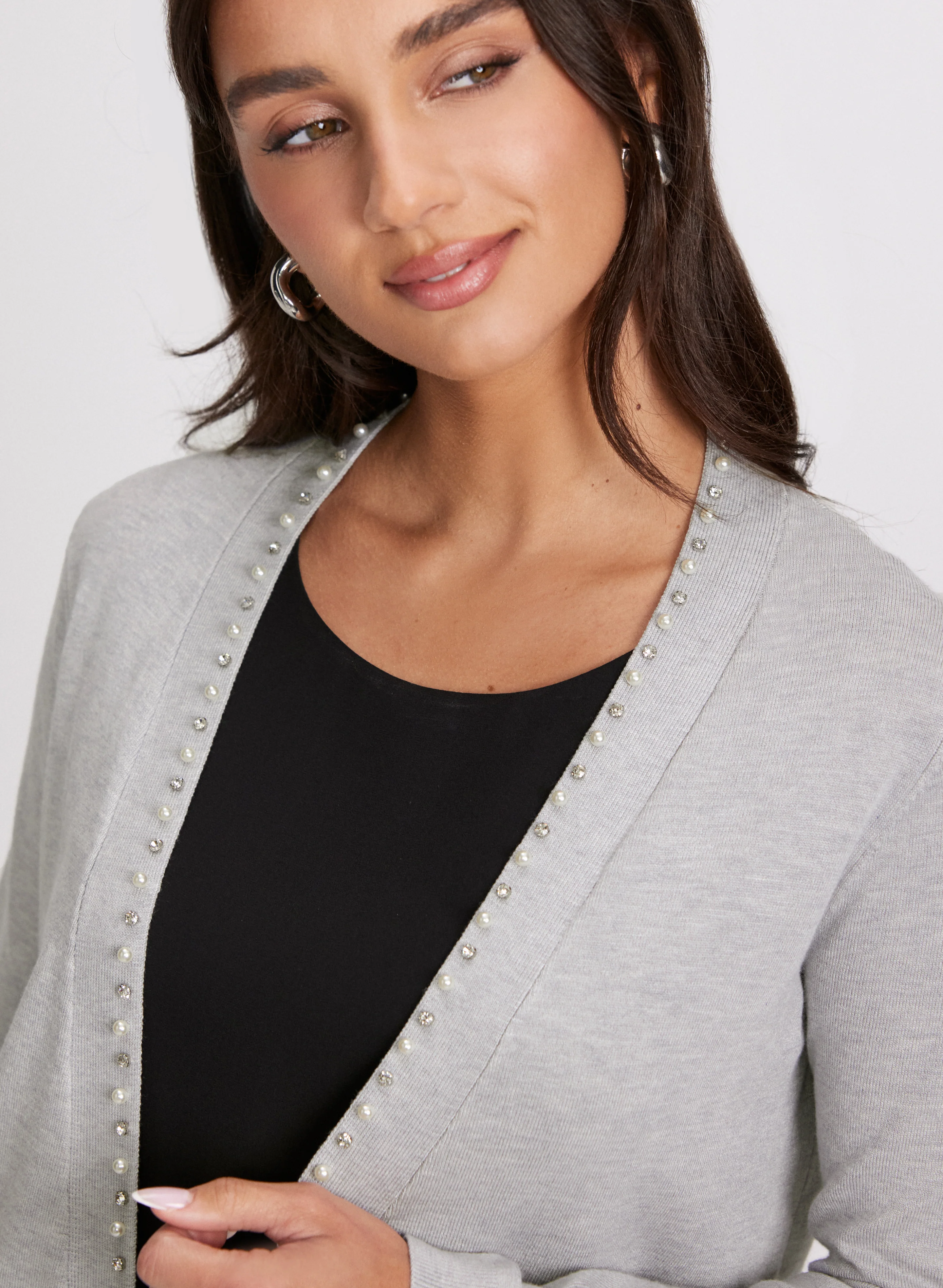 Rhinestone & Pearl Detail Cardigan - Image 2