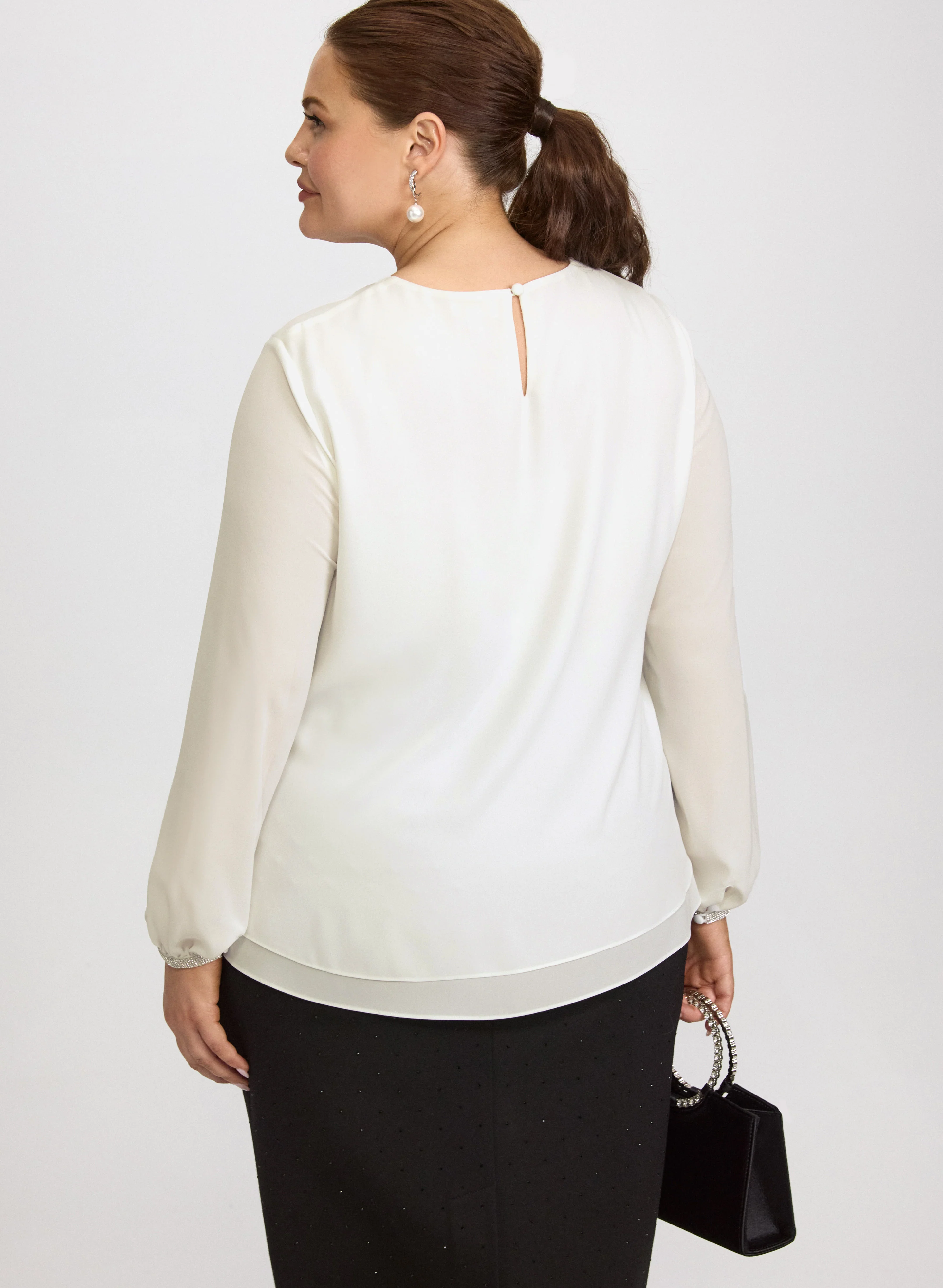 Rhinestone Trim Blouse - Image 4