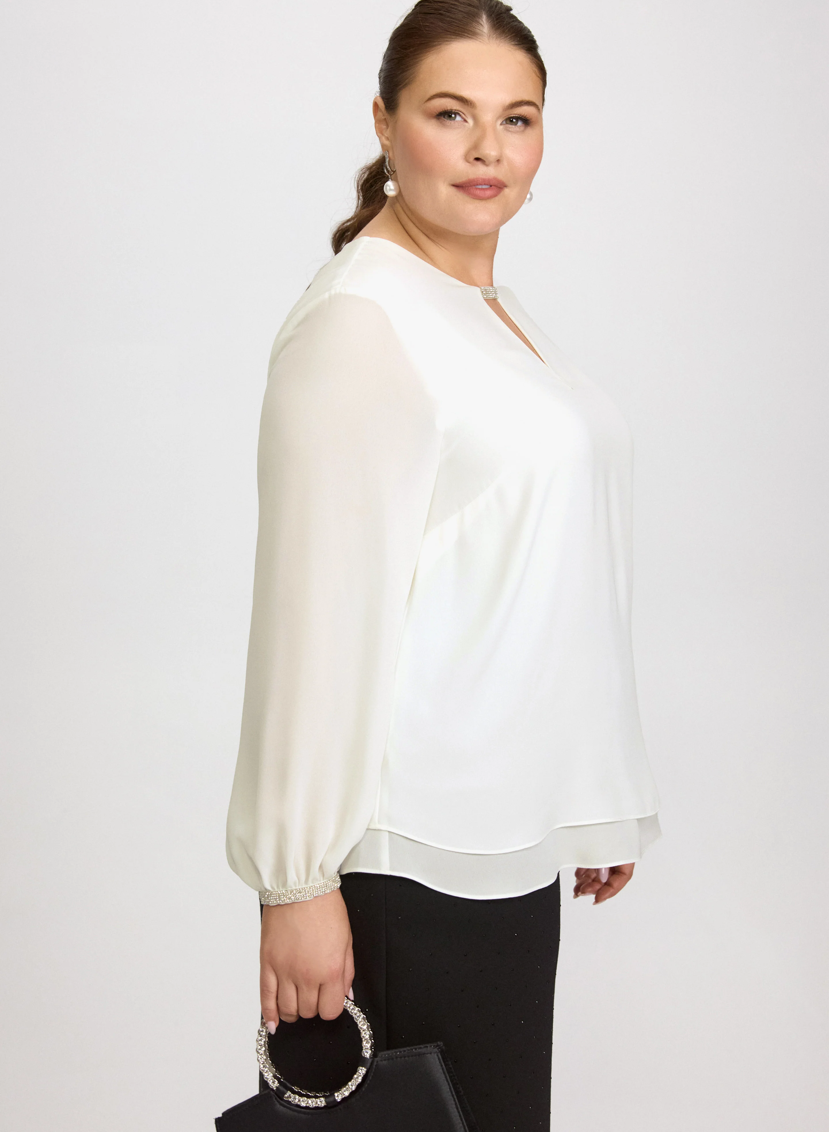 Rhinestone Trim Blouse - Image 5