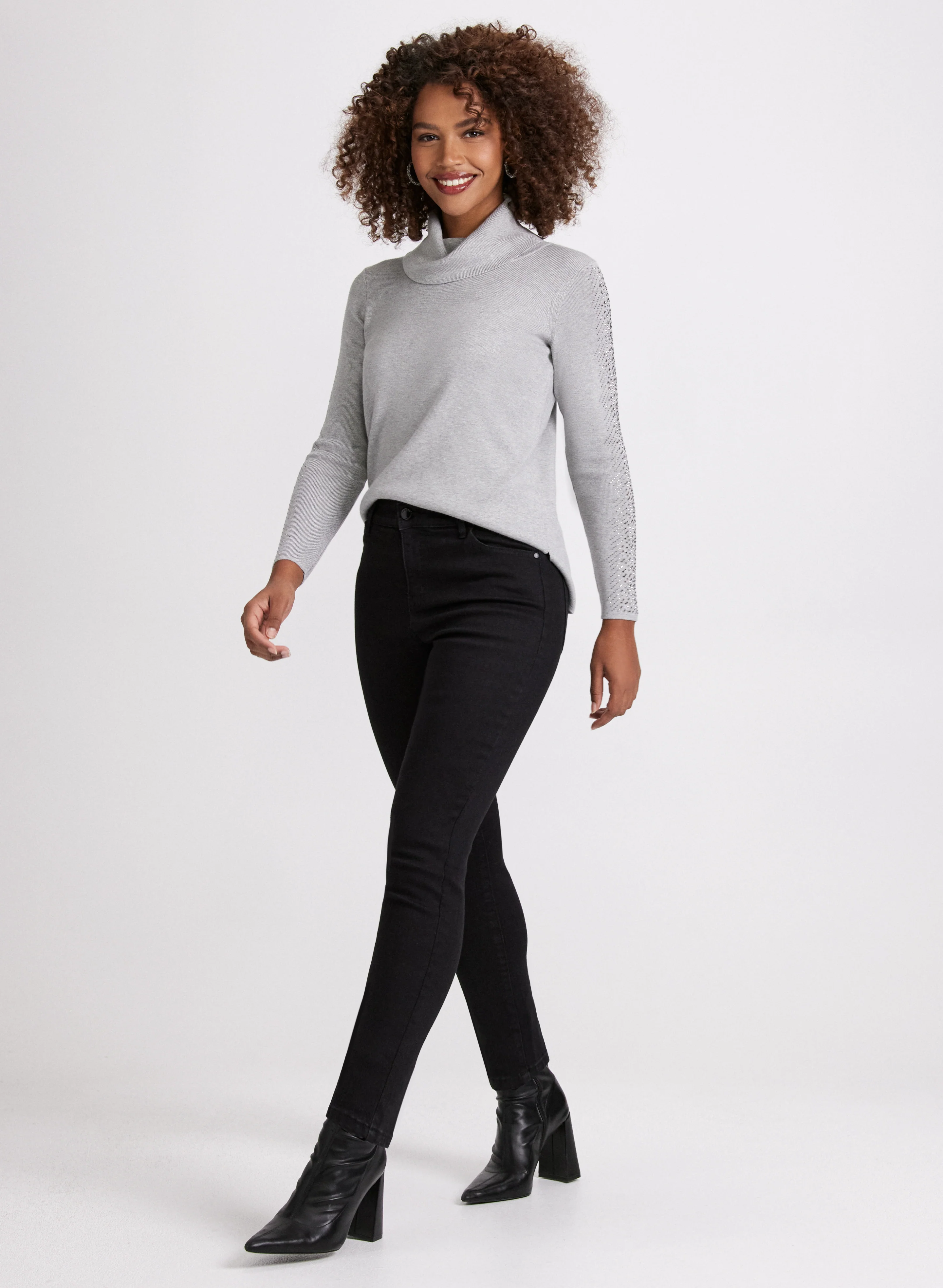 Rhinestone Trim Knit Sweater - Image 3