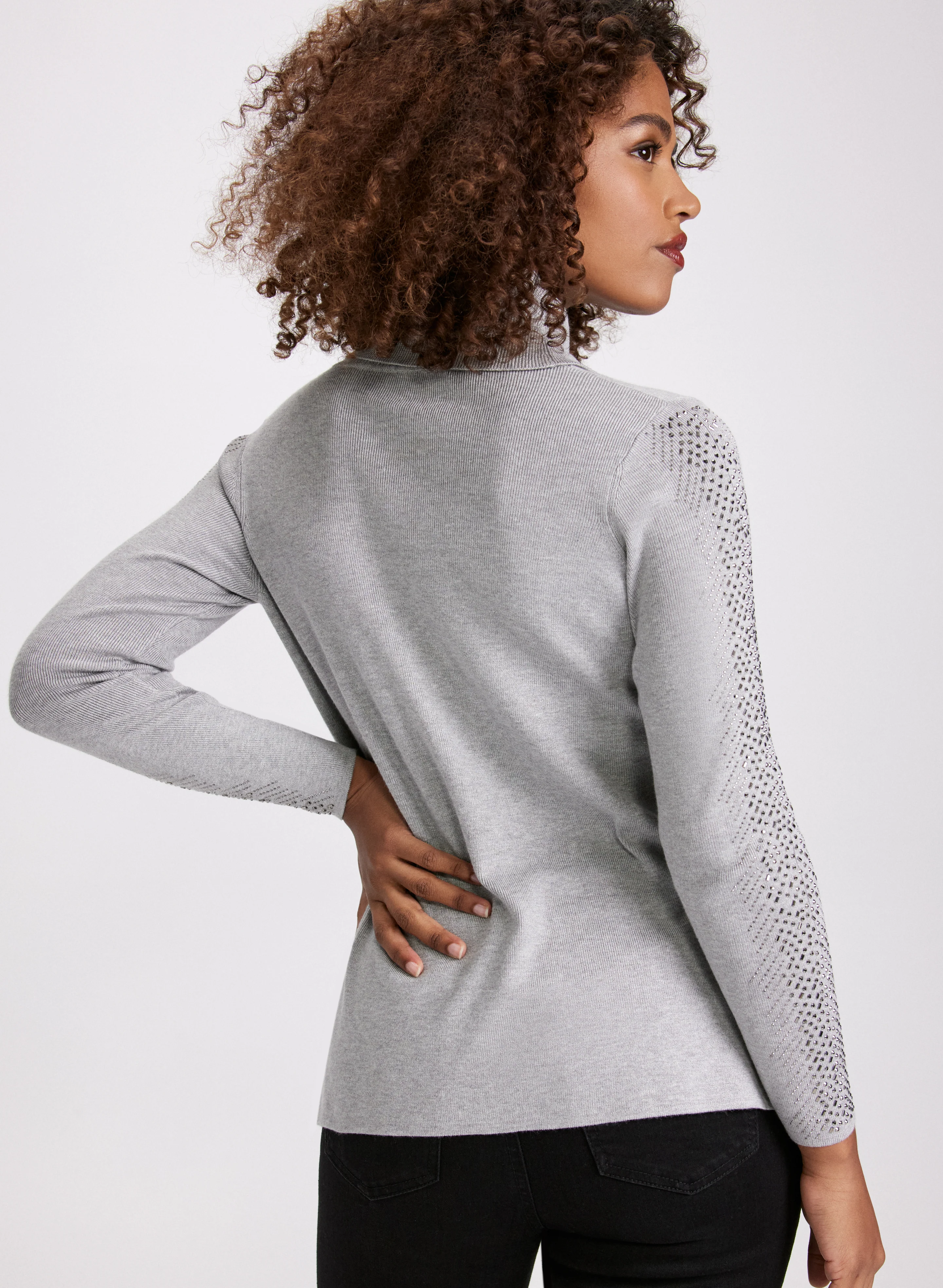 Rhinestone Trim Knit Sweater - Image 4