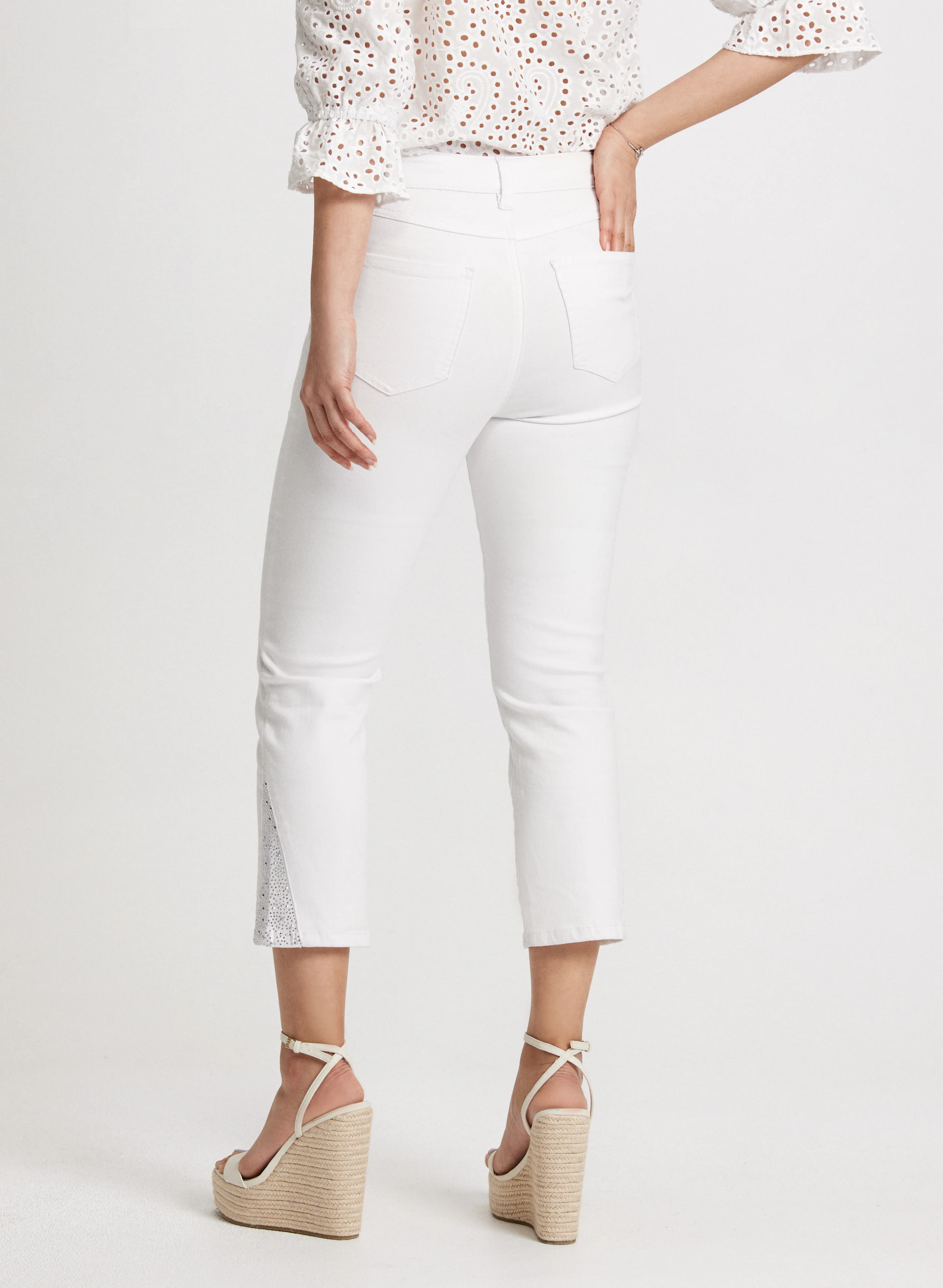 Rhinestone Trim Slim Leg Jeans - Image 4