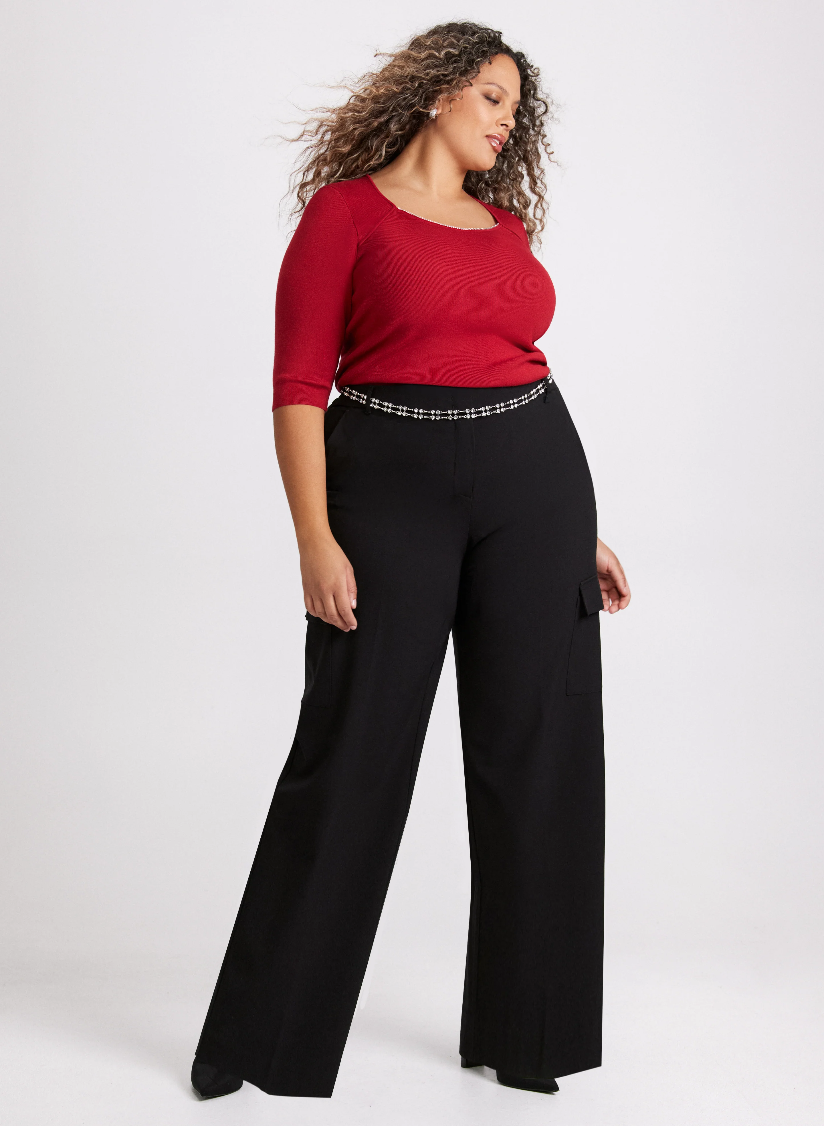 Rhinestone Trim Sweater - Image 3