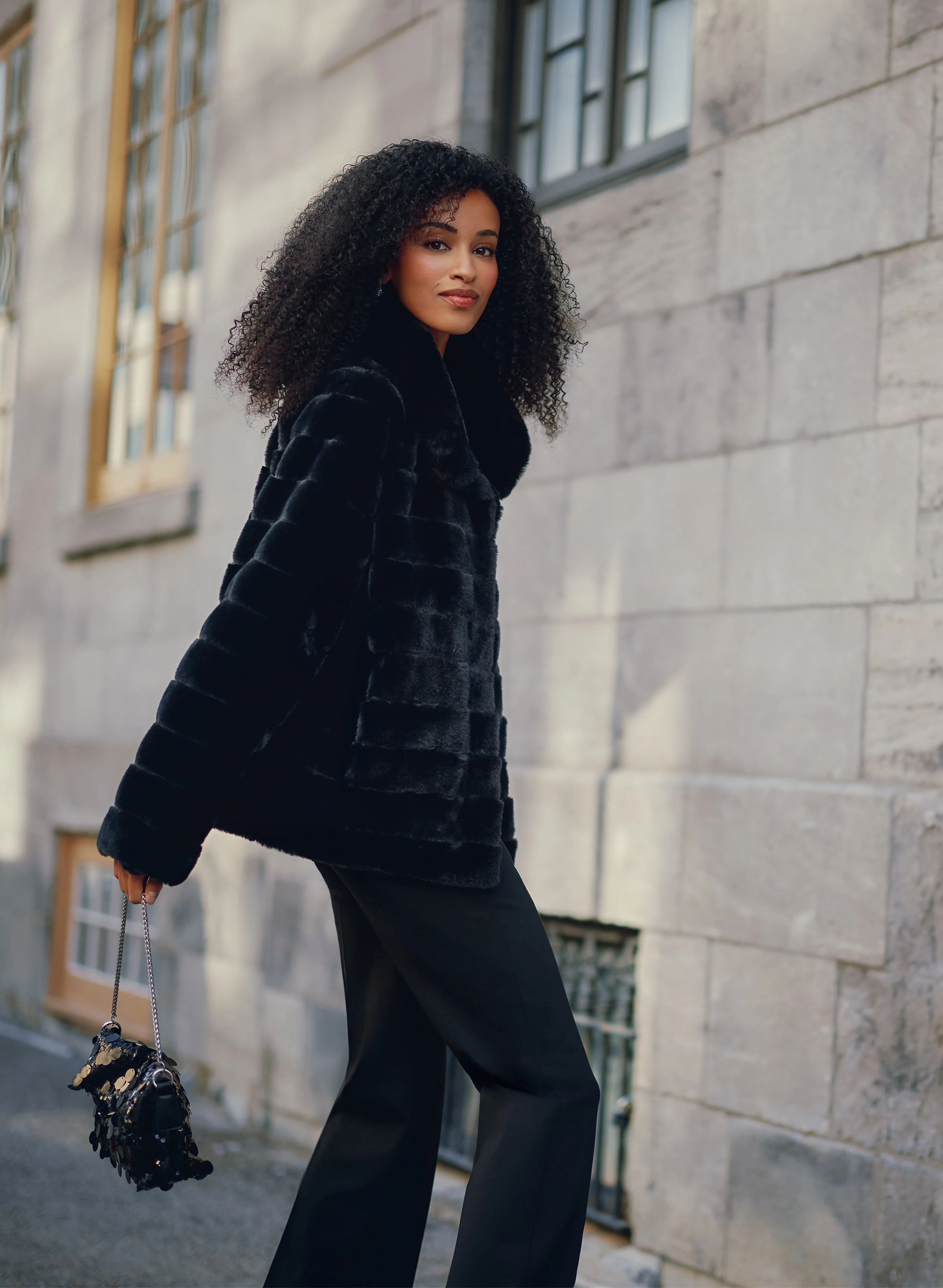 Ribbed Faux Fur Coat - Image 2