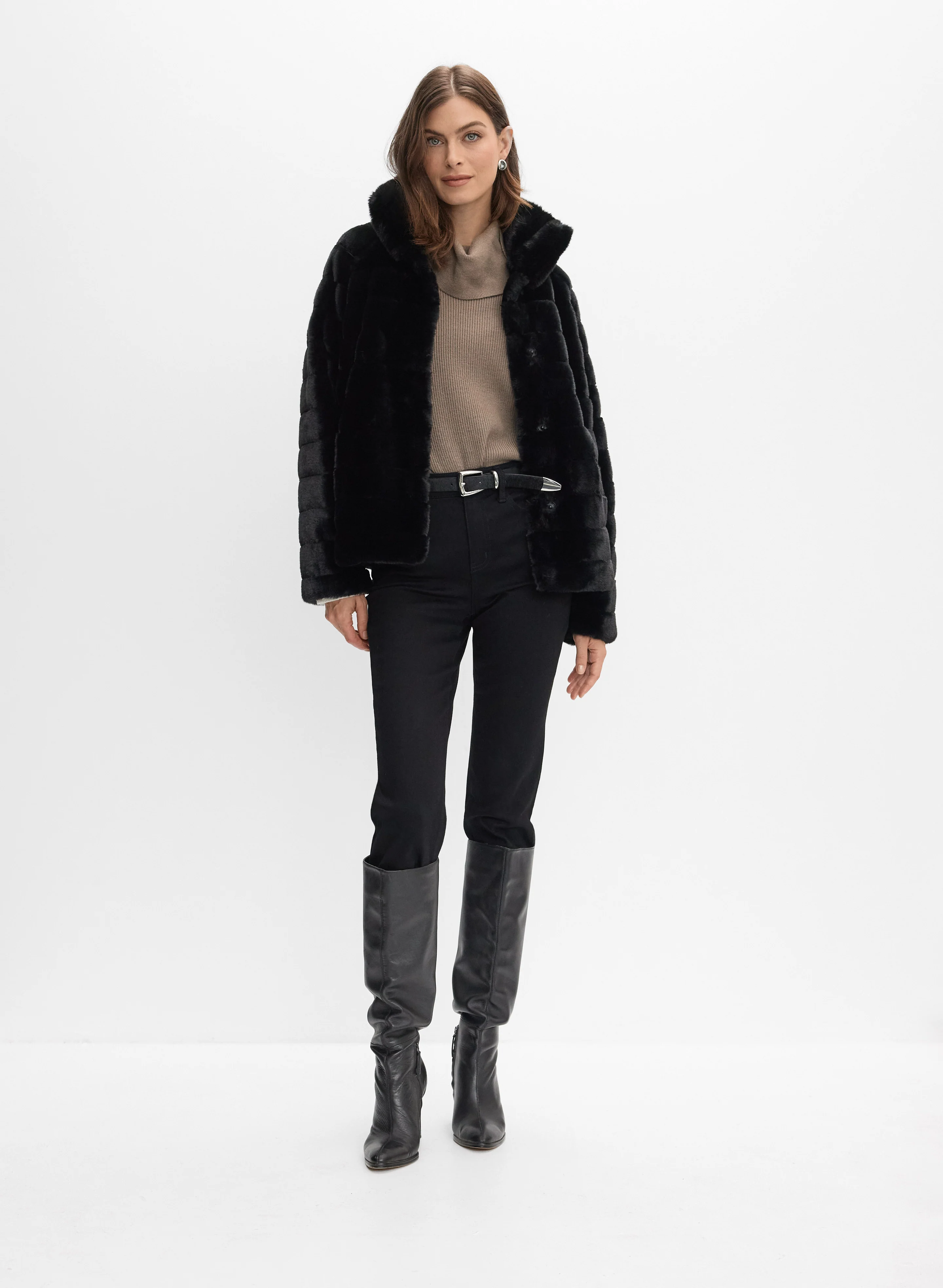 Ribbed Faux Fur Coat - Image 5