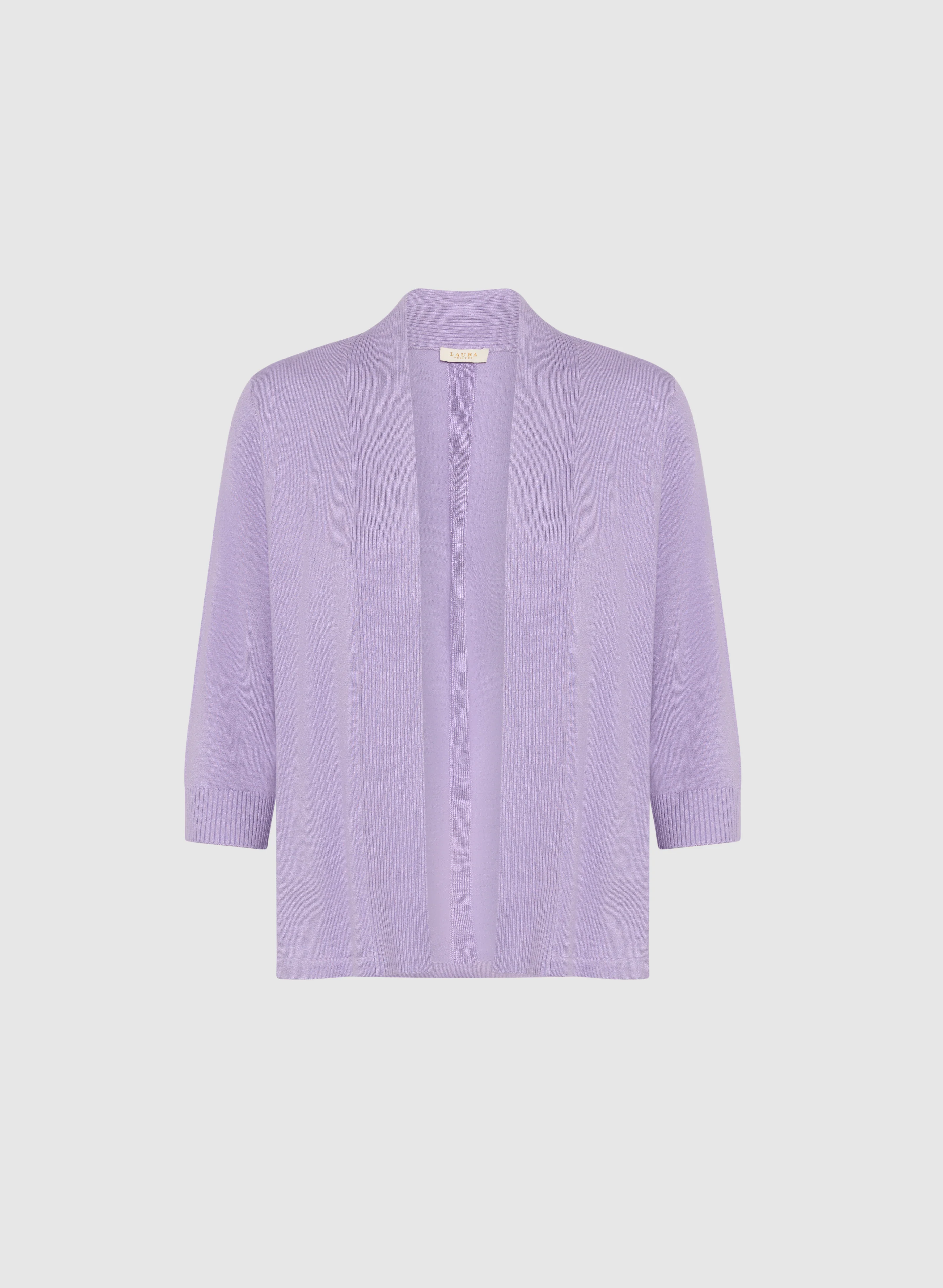 Ribbed Trim Open-Front Cardigan - Image 6