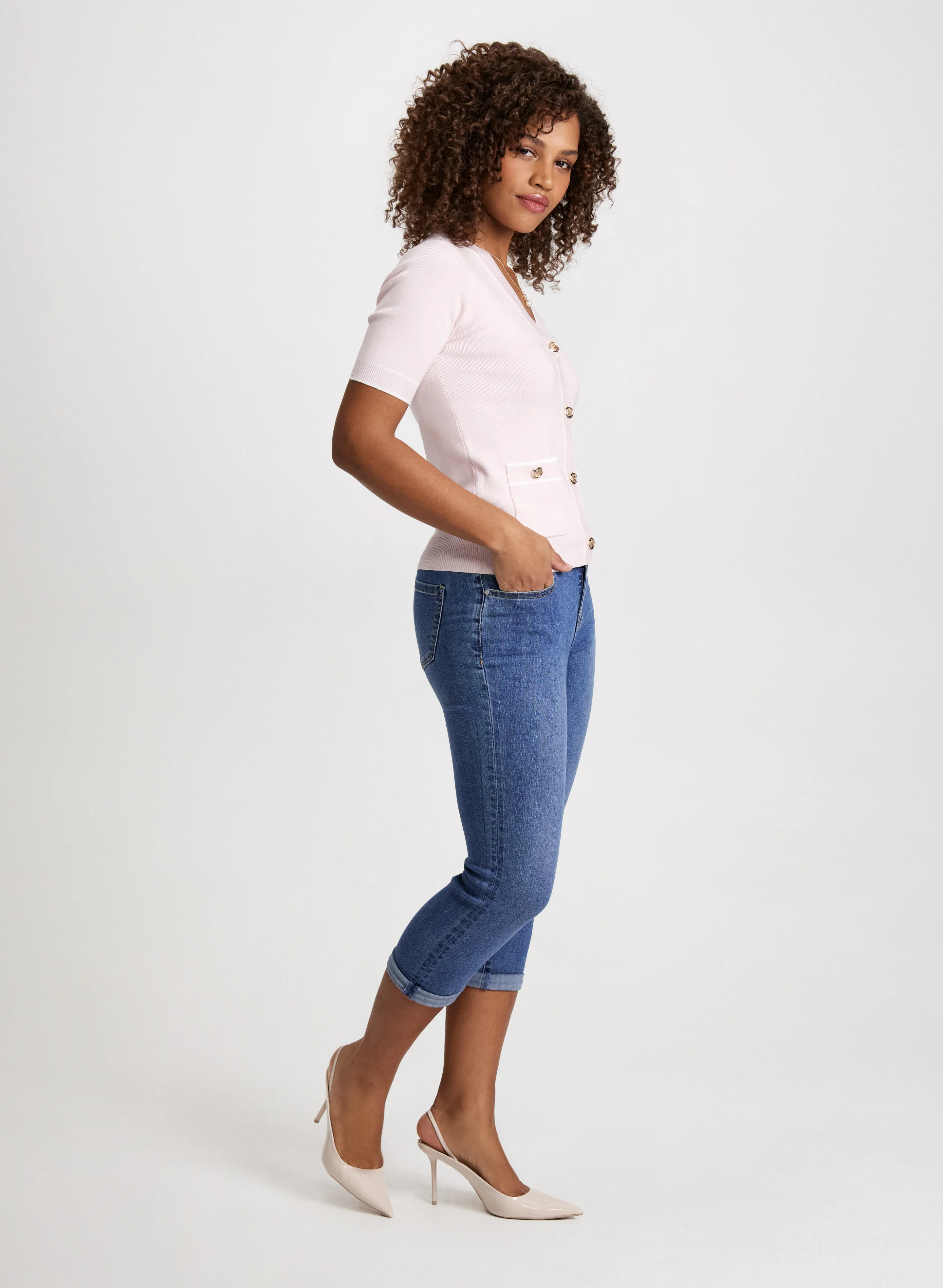 Rolled-Cuff Denim Capris - Image 4