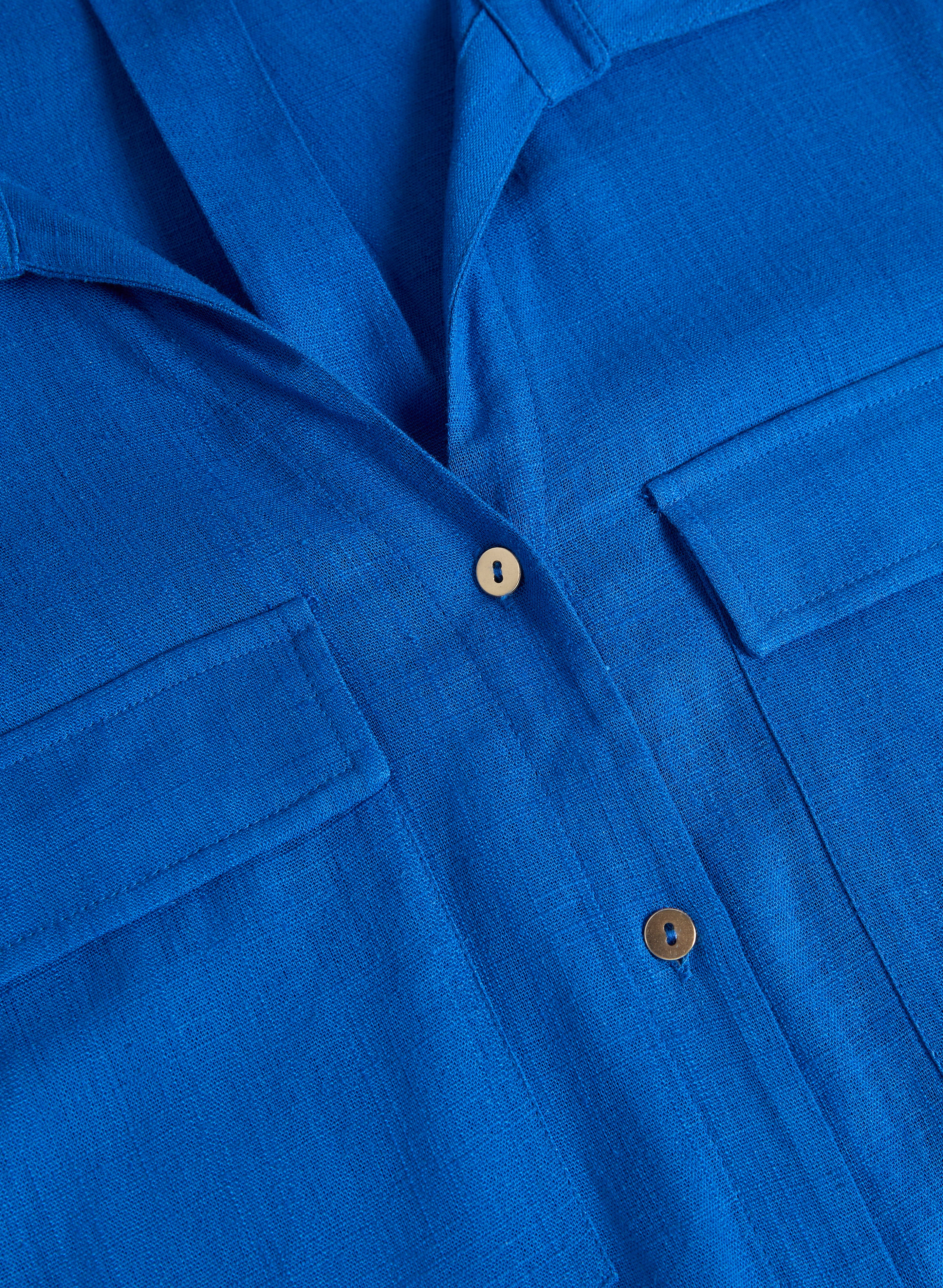 Rolled Sleeves Linen Blend Blouse - Image 6