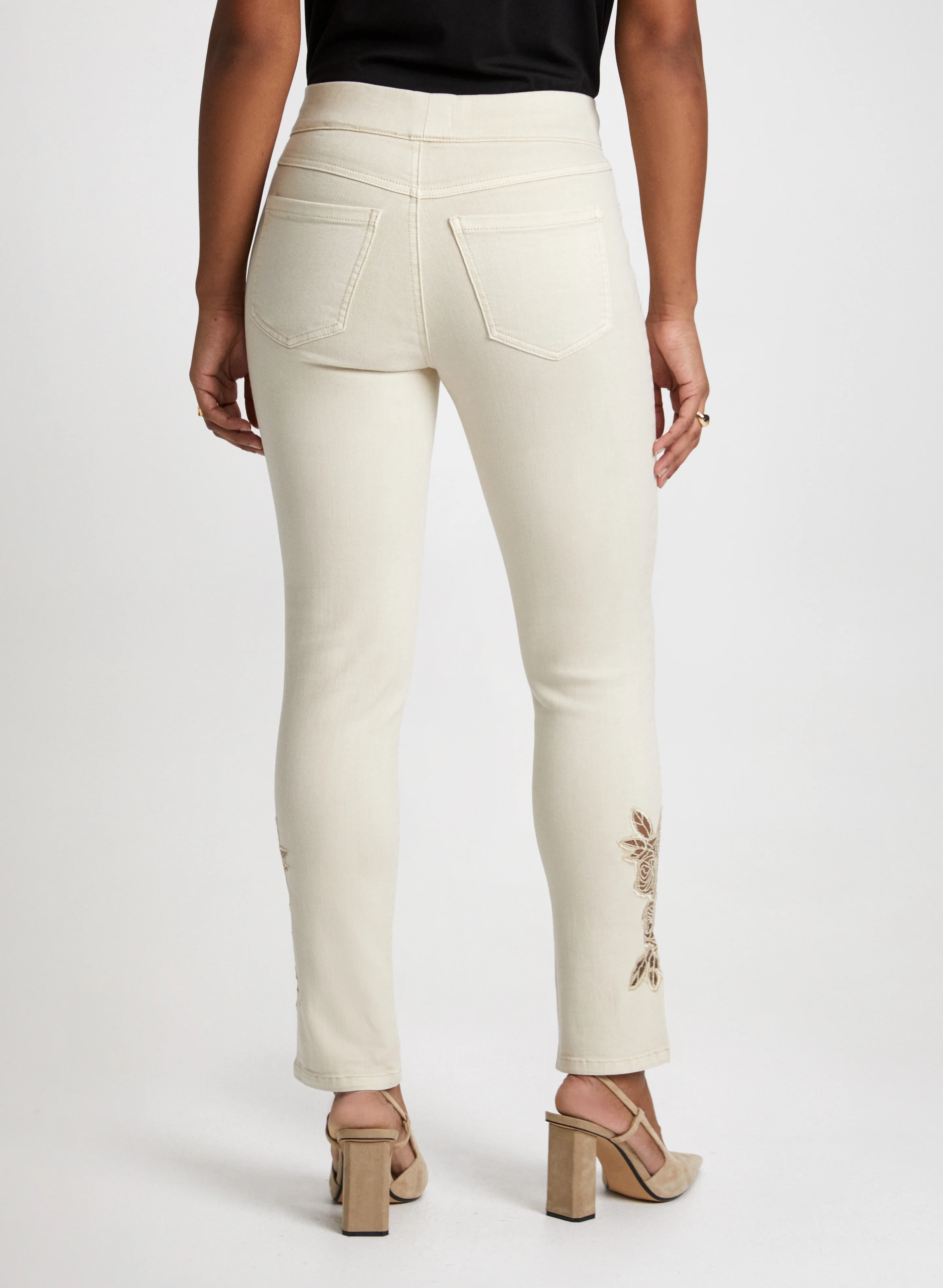 Rose Applique Pull-On Jeans - Image 2