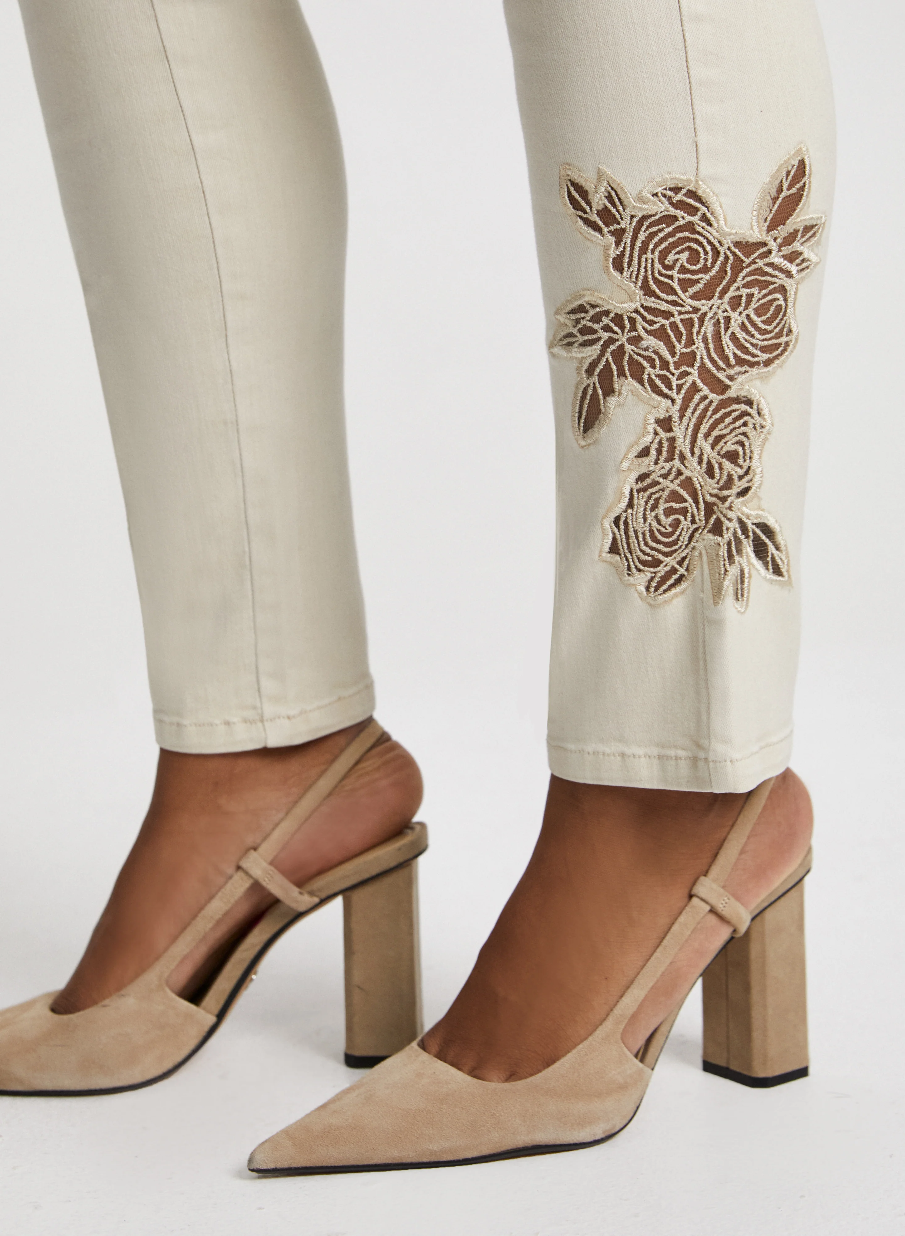 Rose Applique Pull-On Jeans - Image 5