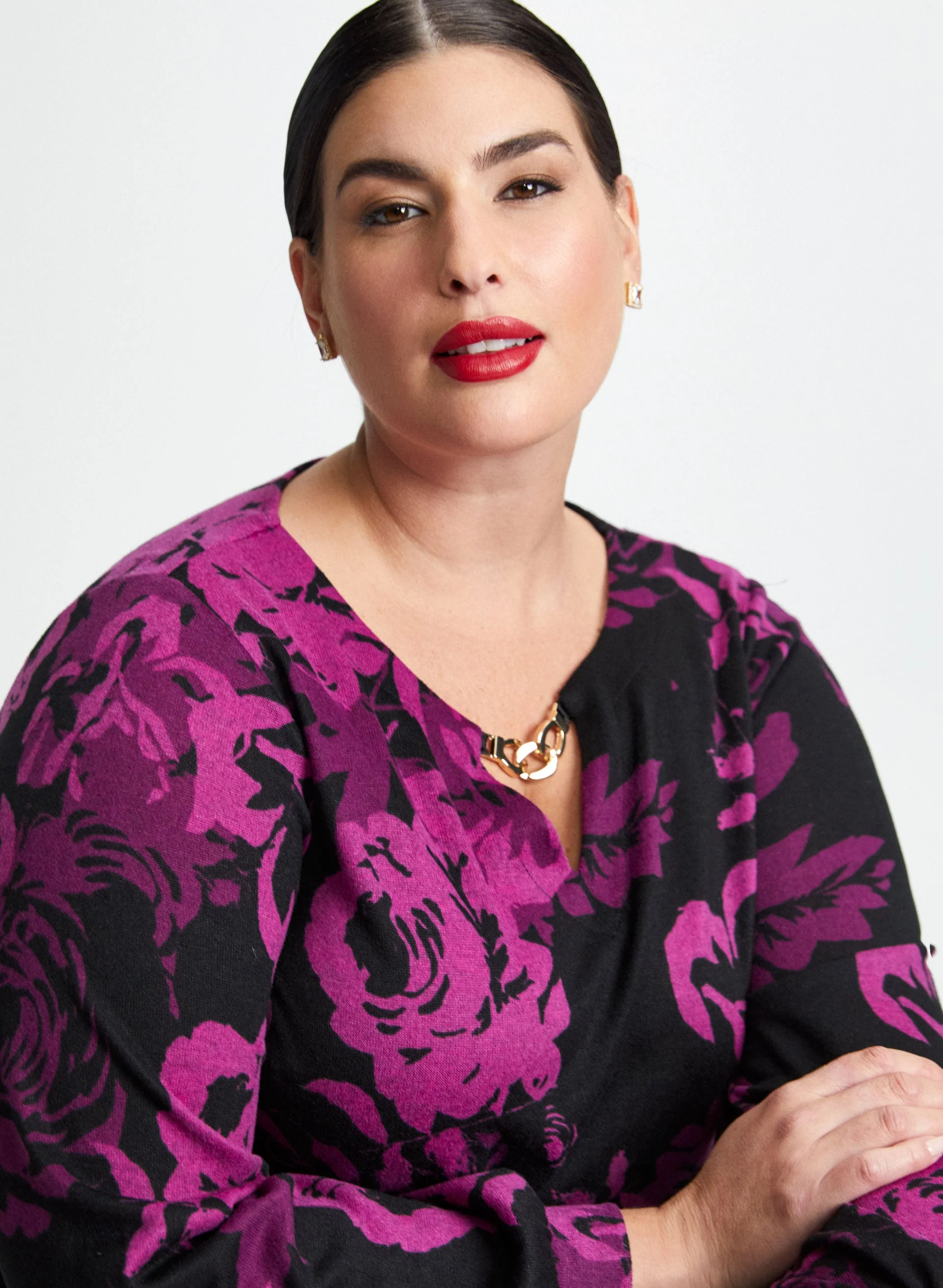 Rose Motif Keyhole Detail Blouse - Image 2
