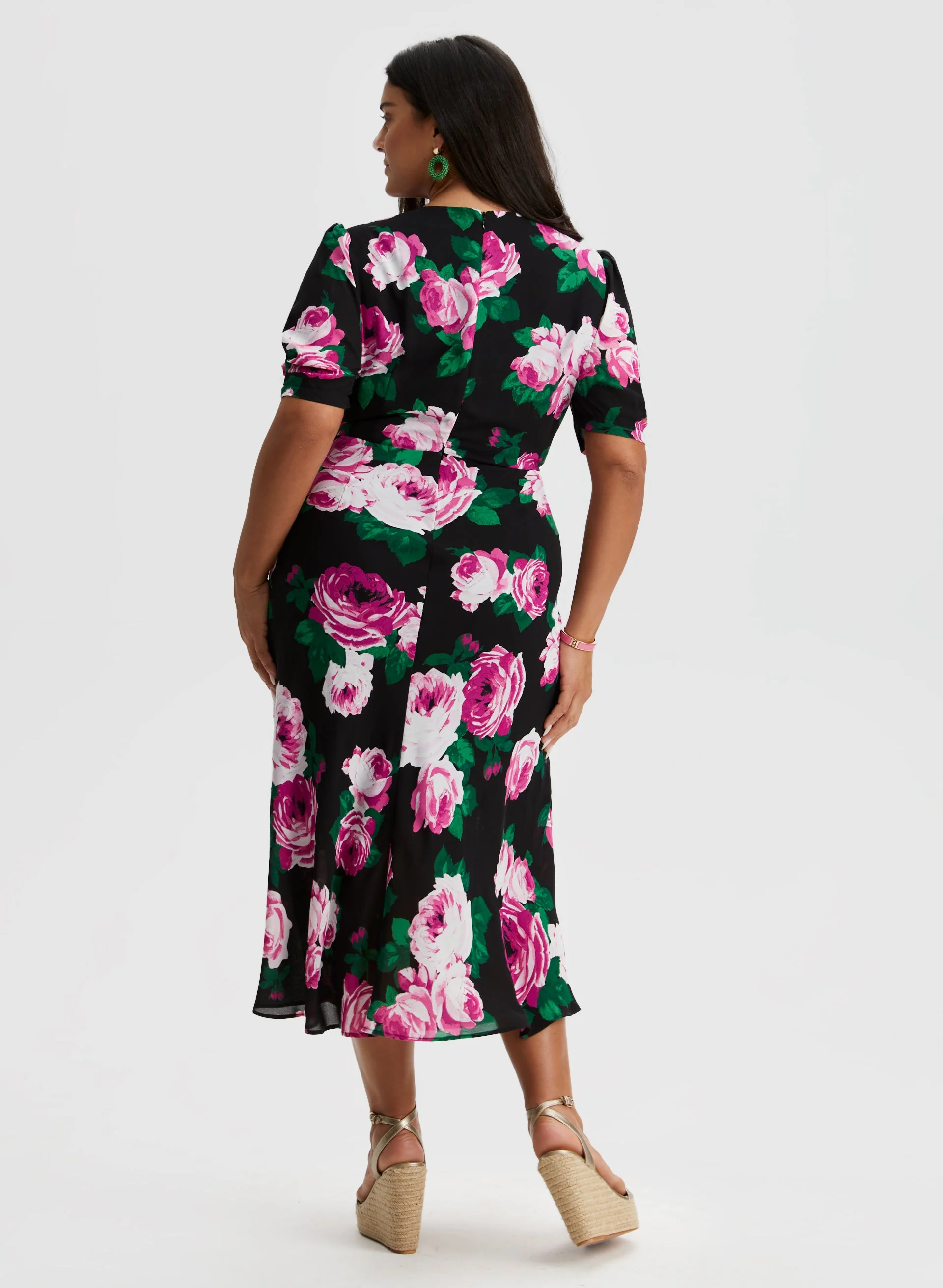 Rose Print Midi Dress - Image 4