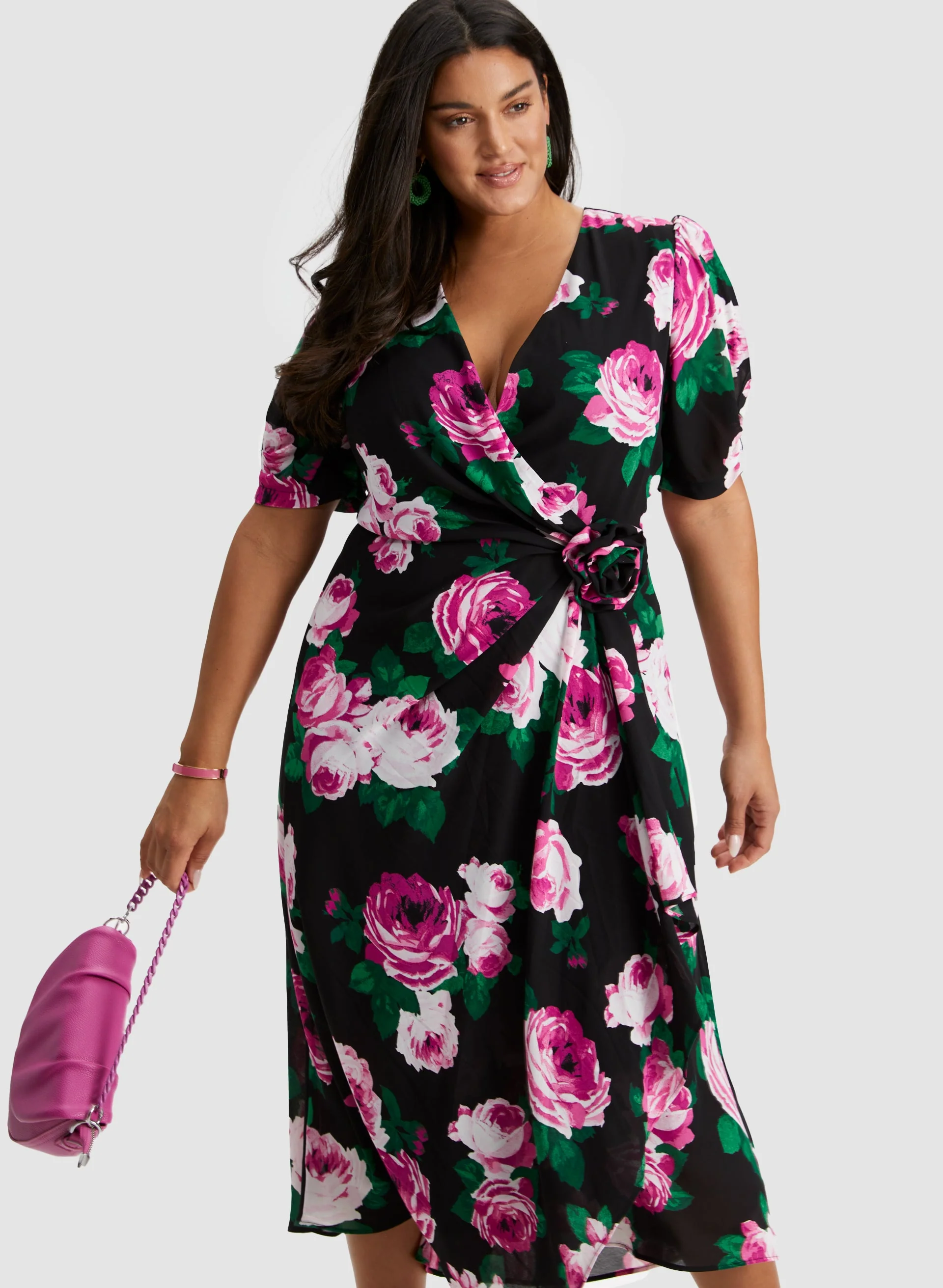 Rose Print Midi Dress - Image 5