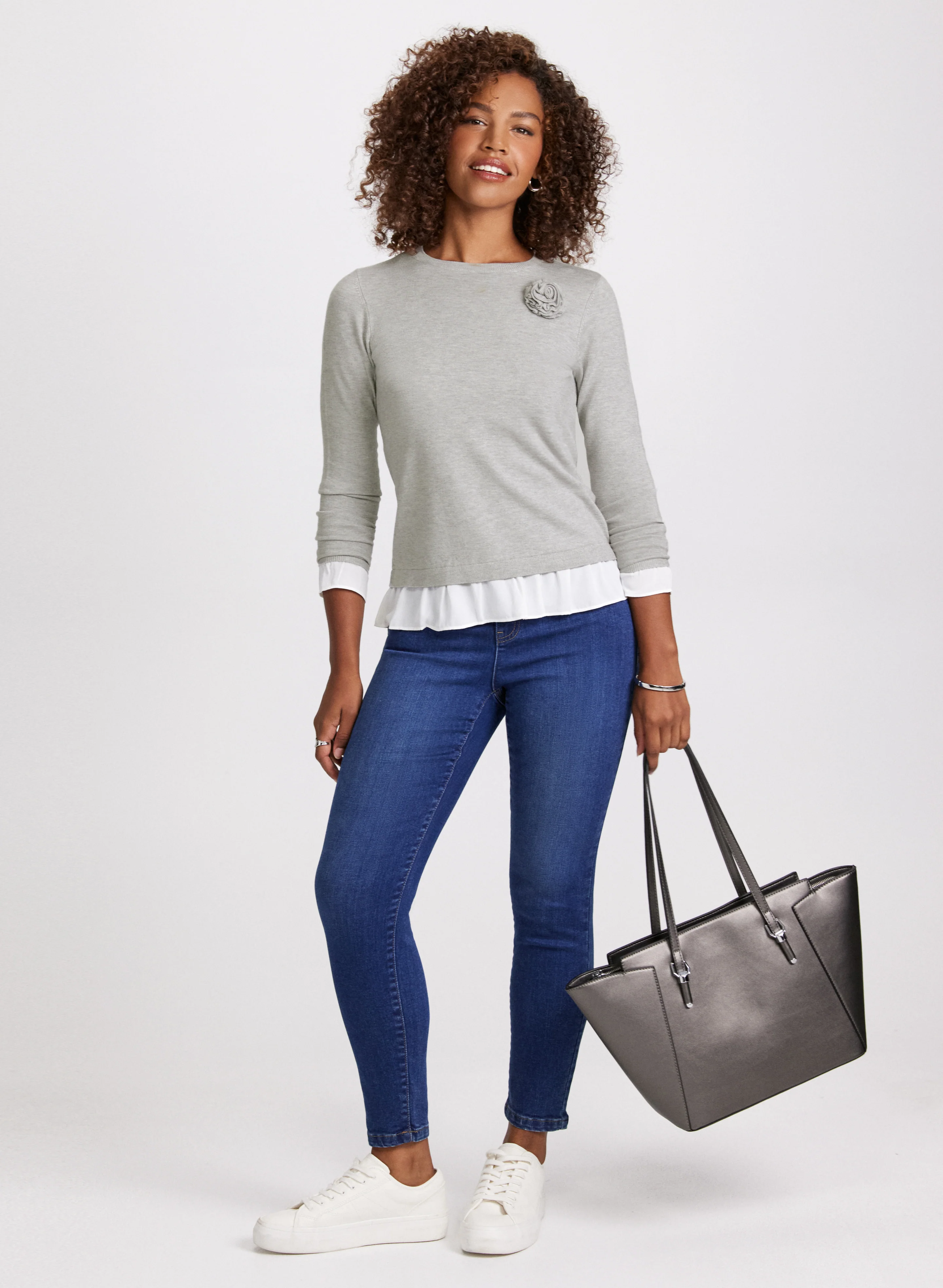 Rosette Detail Crew Neck Sweater - Image 3